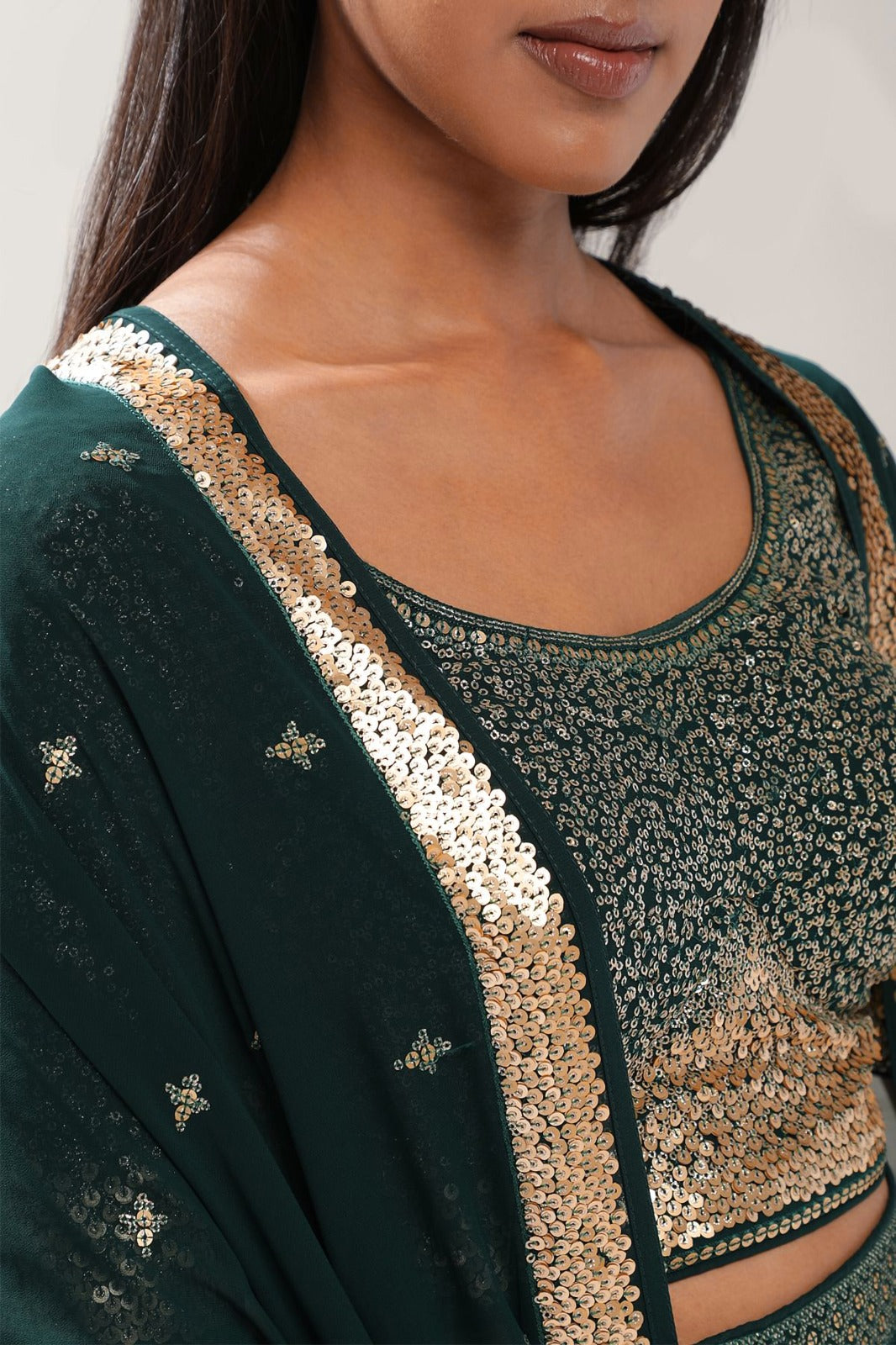 Luxurious Green Georgette Lehenga