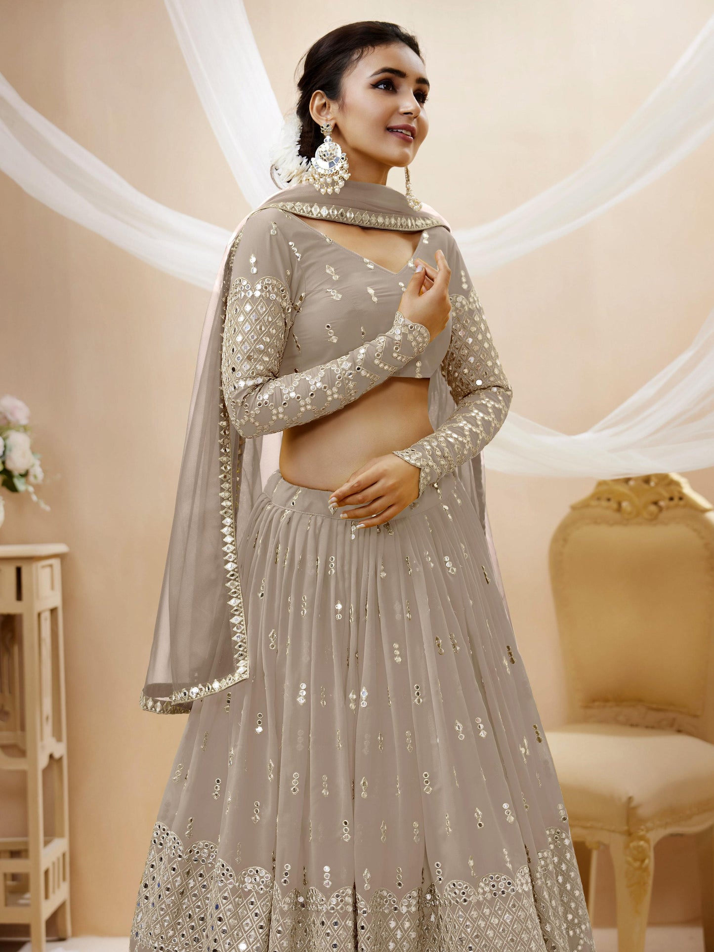 Peaceful Light Georgette Lehenga