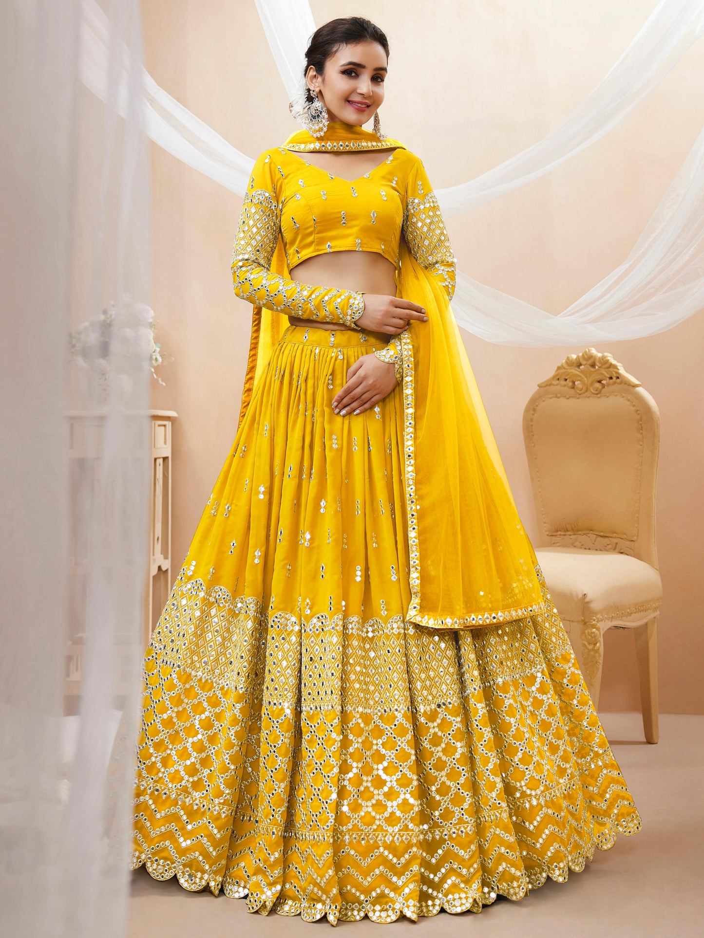 Peaceful Light Georgette Lehenga