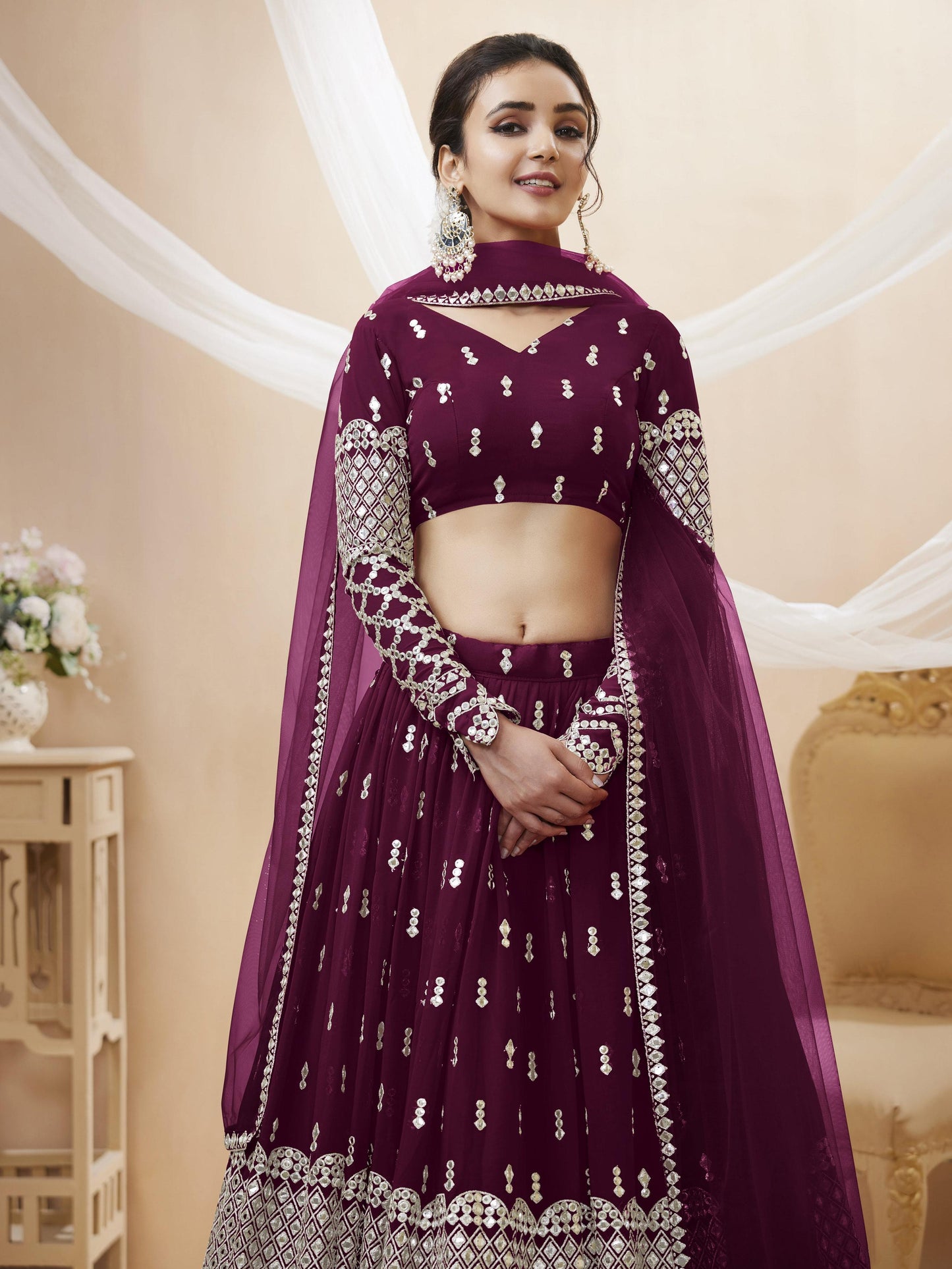 Peaceful Light Georgette Lehenga