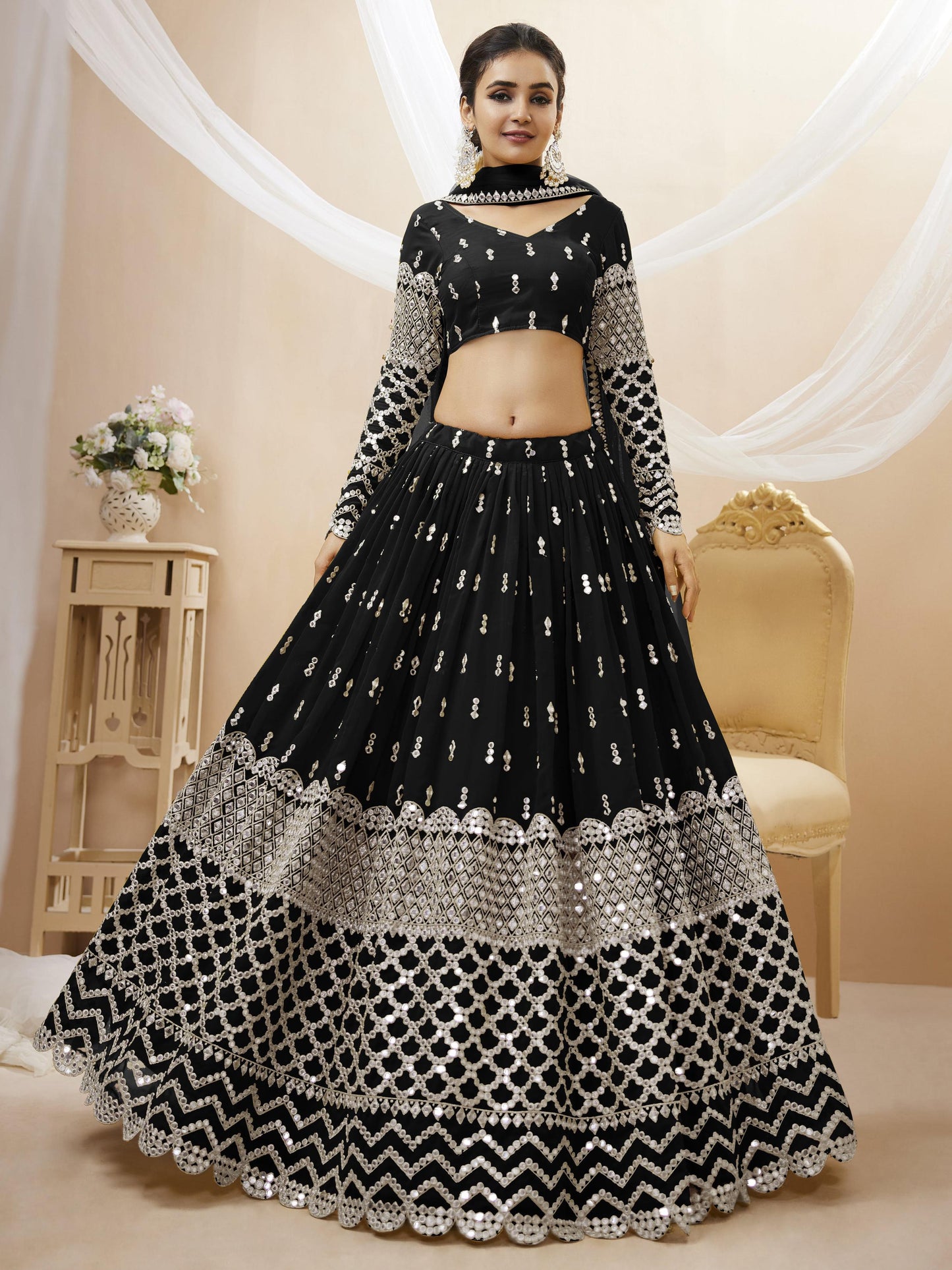Peaceful Light Georgette Lehenga