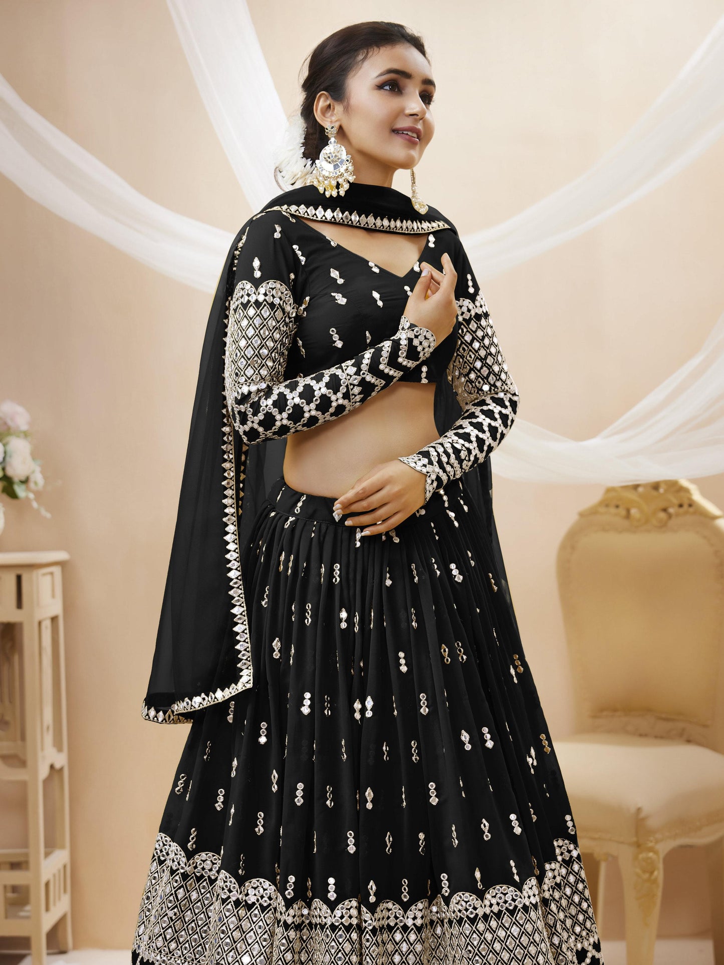 Peaceful Light Georgette Lehenga