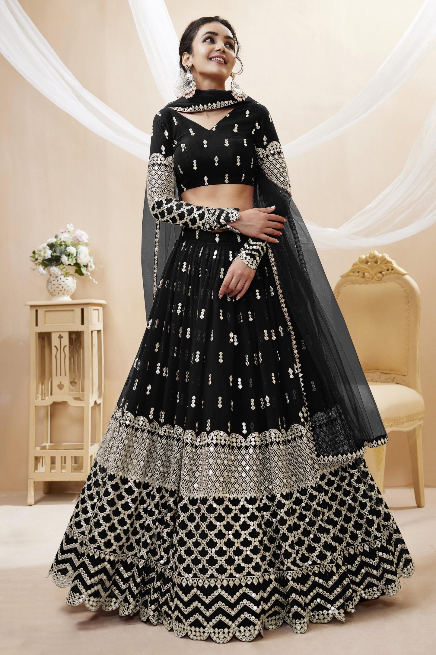 Peaceful Light Georgette Lehenga