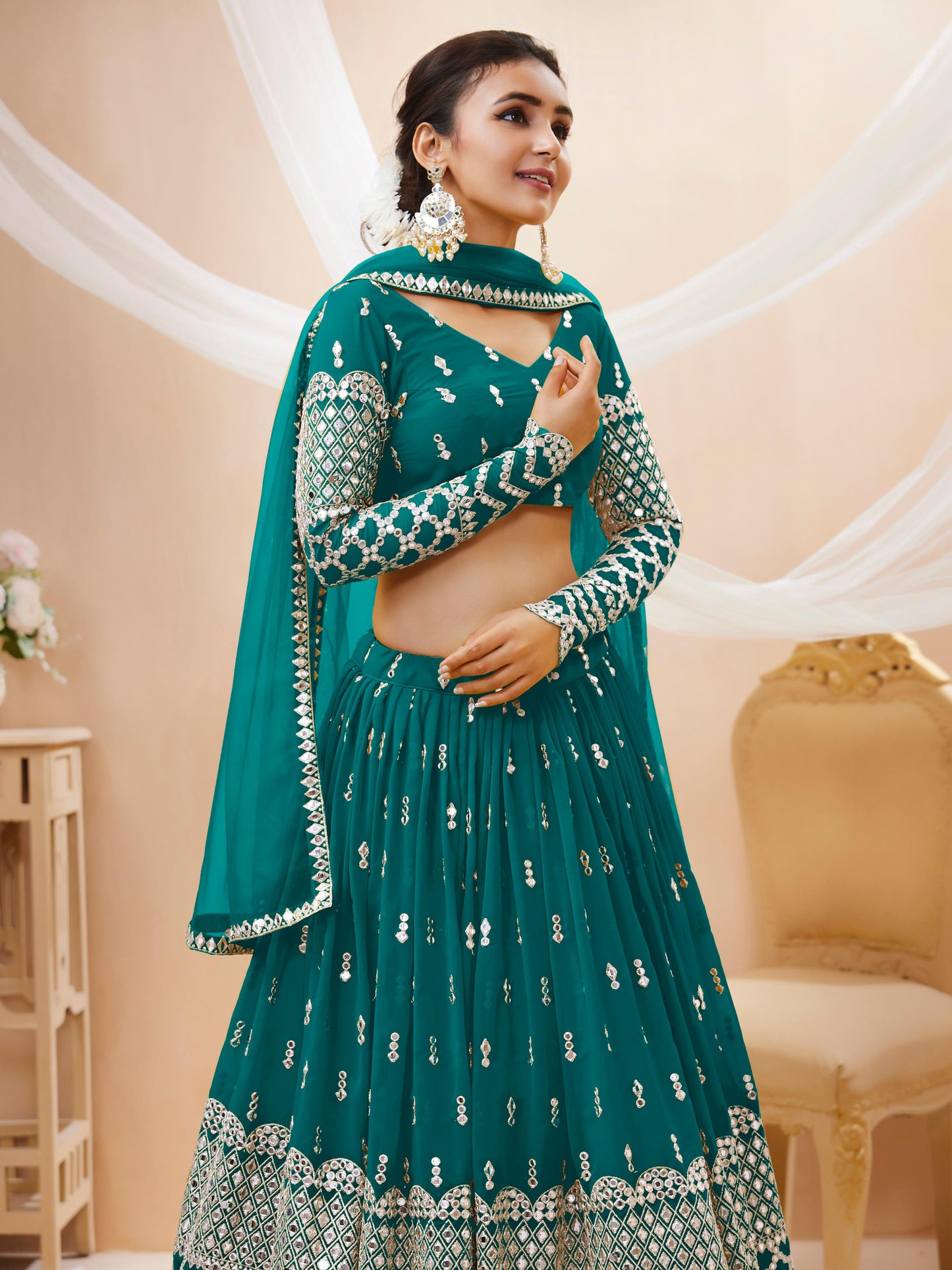 Peaceful Light Georgette Lehenga