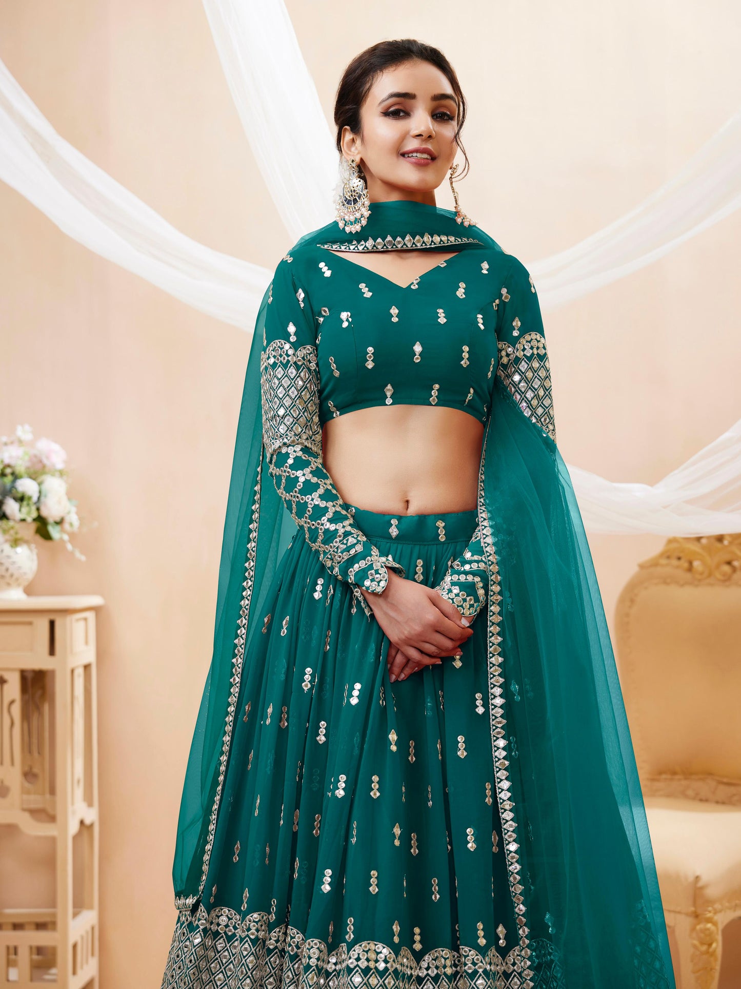 Peaceful Light Georgette Lehenga