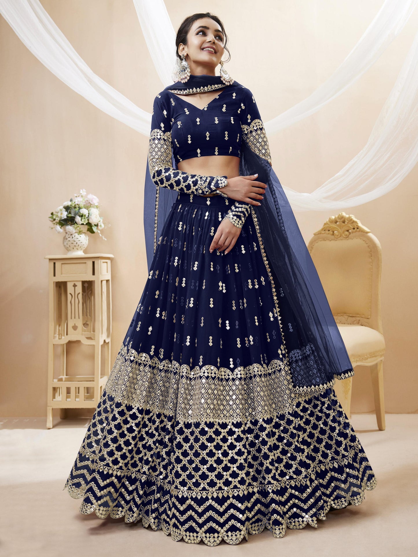 Peaceful Light Georgette Lehenga
