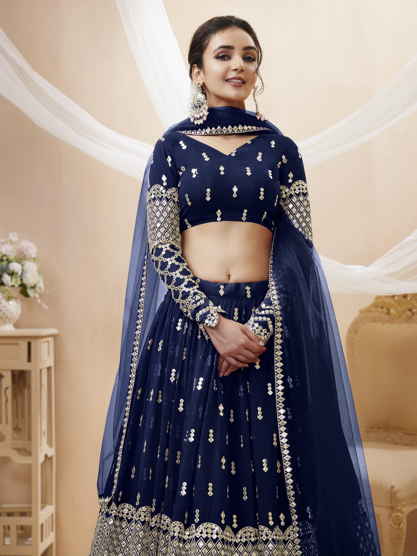 Peaceful Light Georgette Lehenga