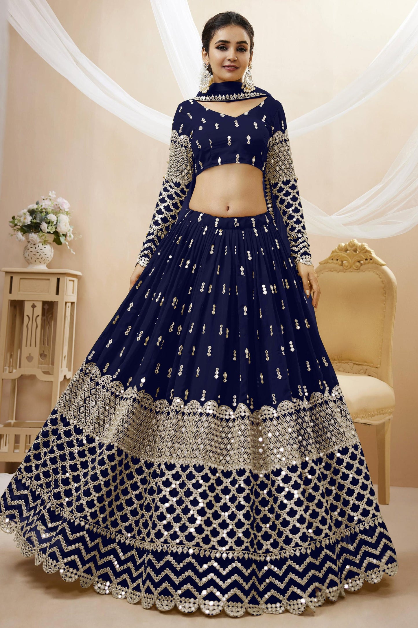 Peaceful Light Georgette Lehenga
