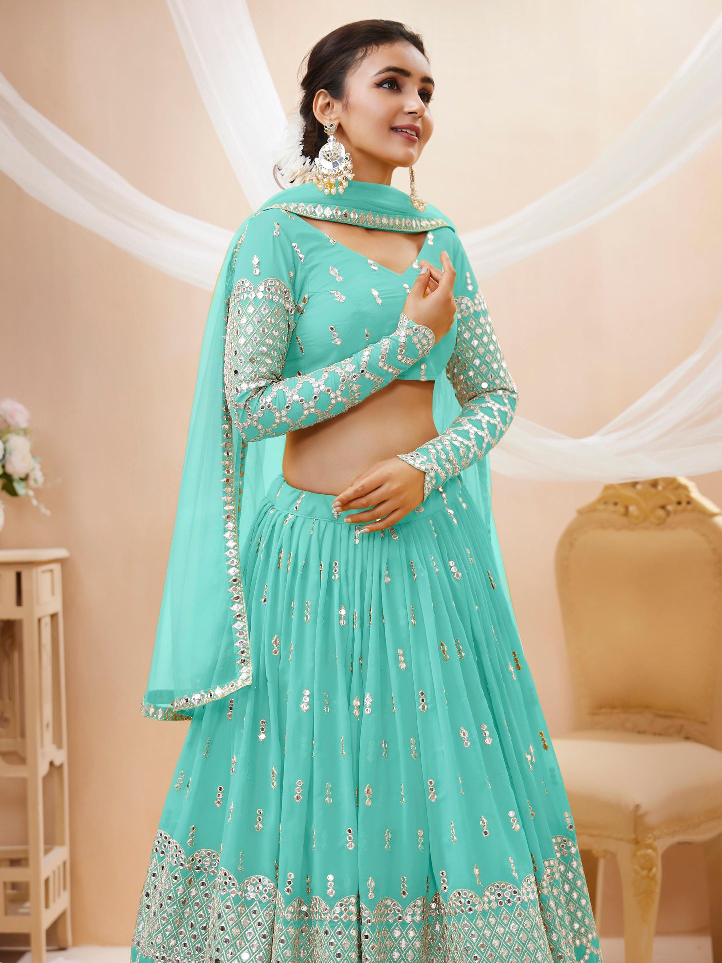 Peaceful Light Georgette Lehenga
