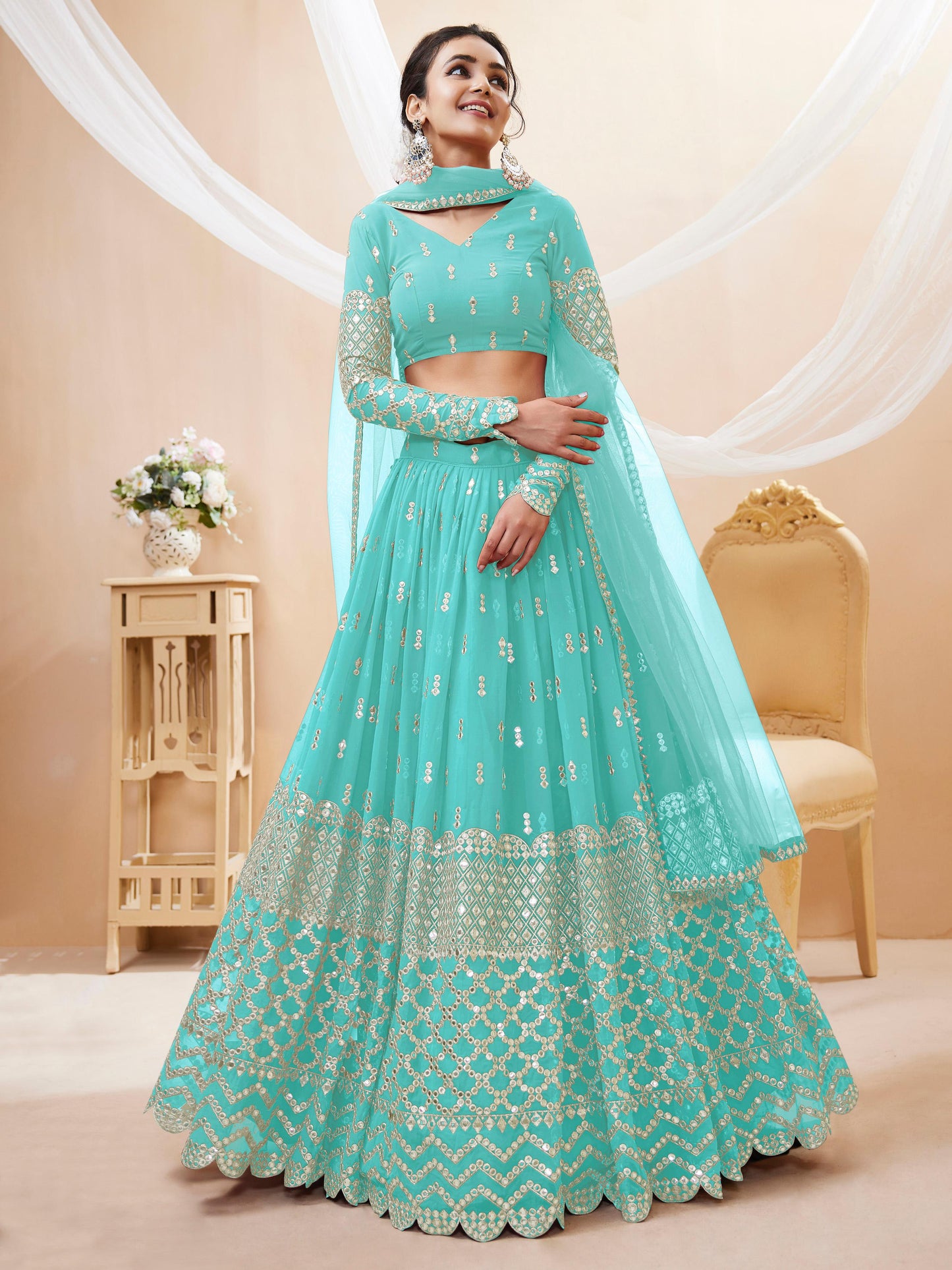 Peaceful Light Georgette Lehenga