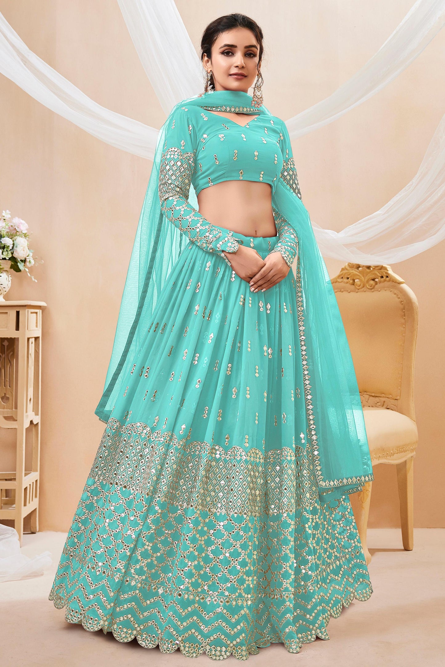 Peaceful Light Georgette Lehenga