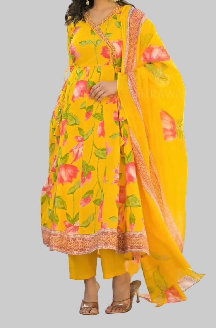 Flower Style Cotton Kurti Set