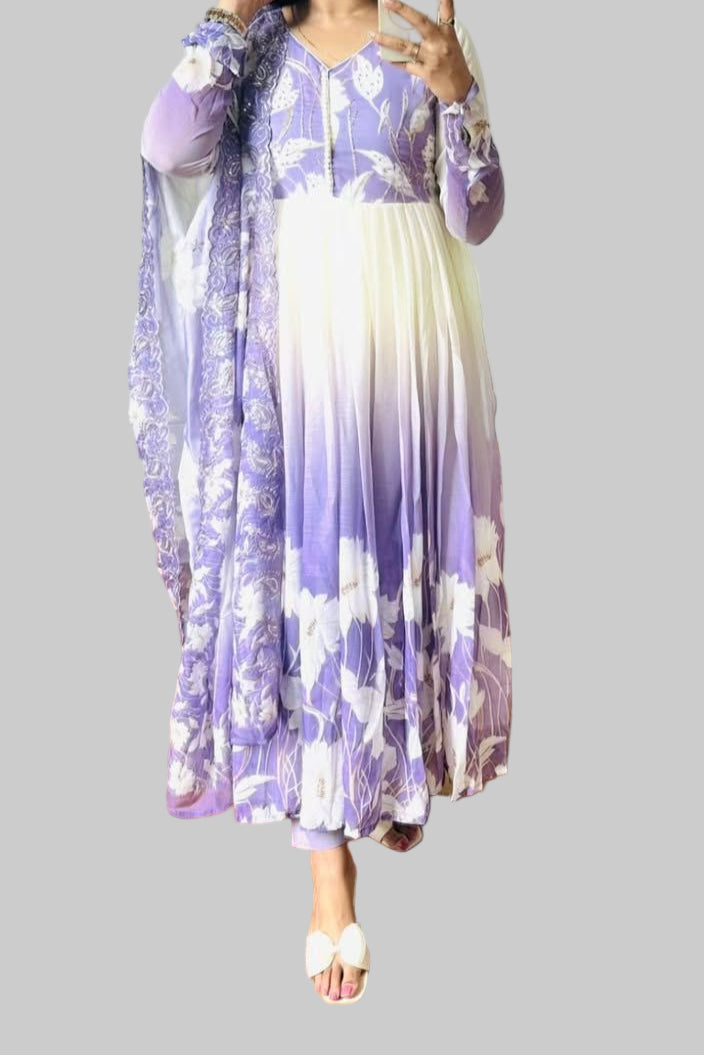 Toffee Touch Georgette Gown Set