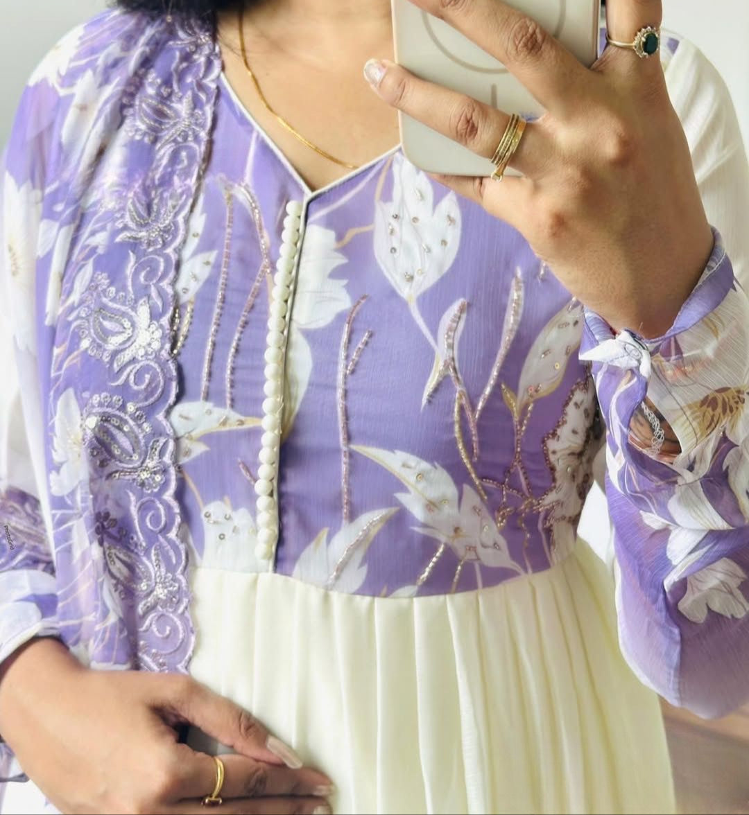 Toffee Touch Georgette Gown Set