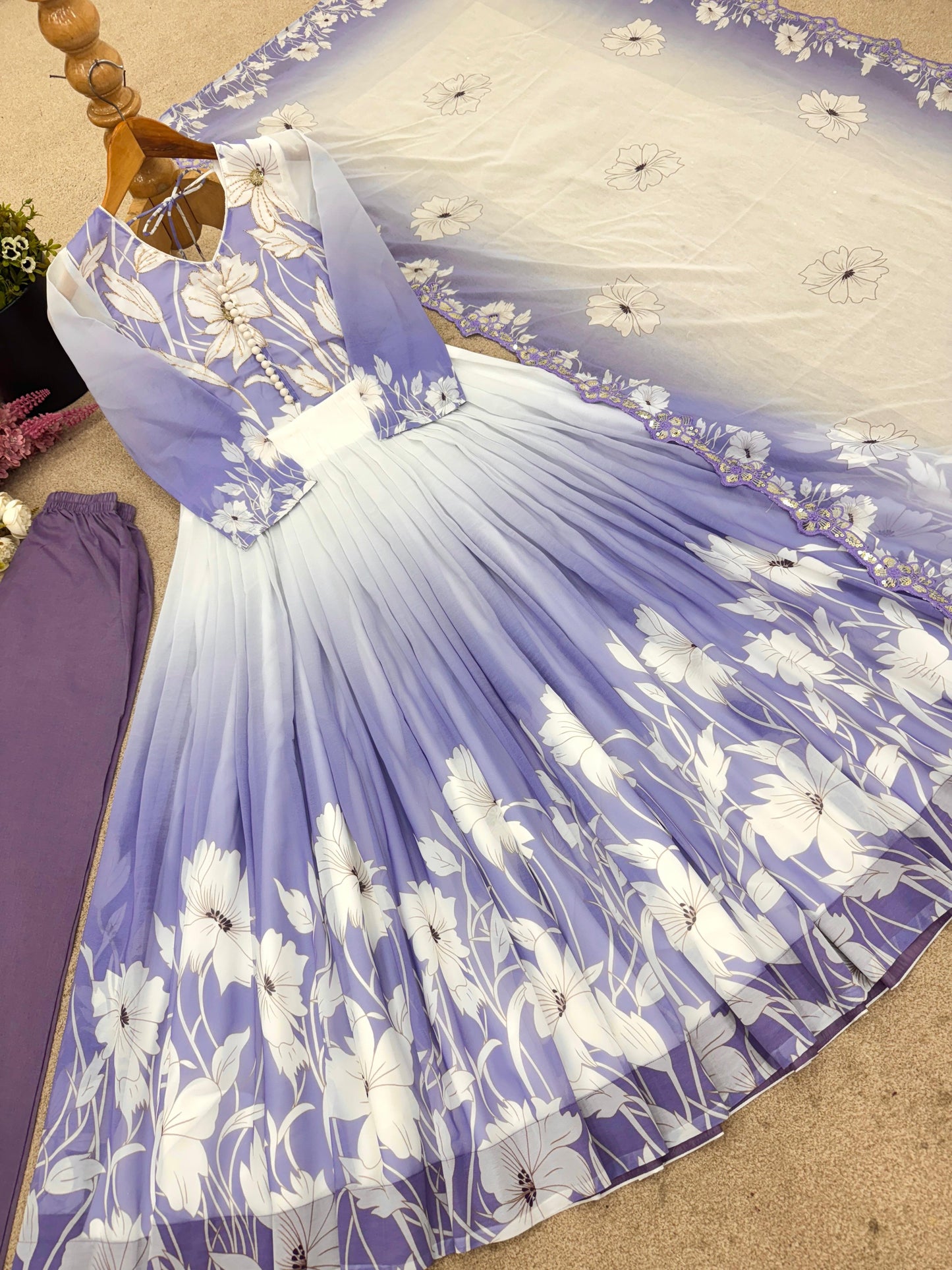 Toffee Touch Georgette Gown Set