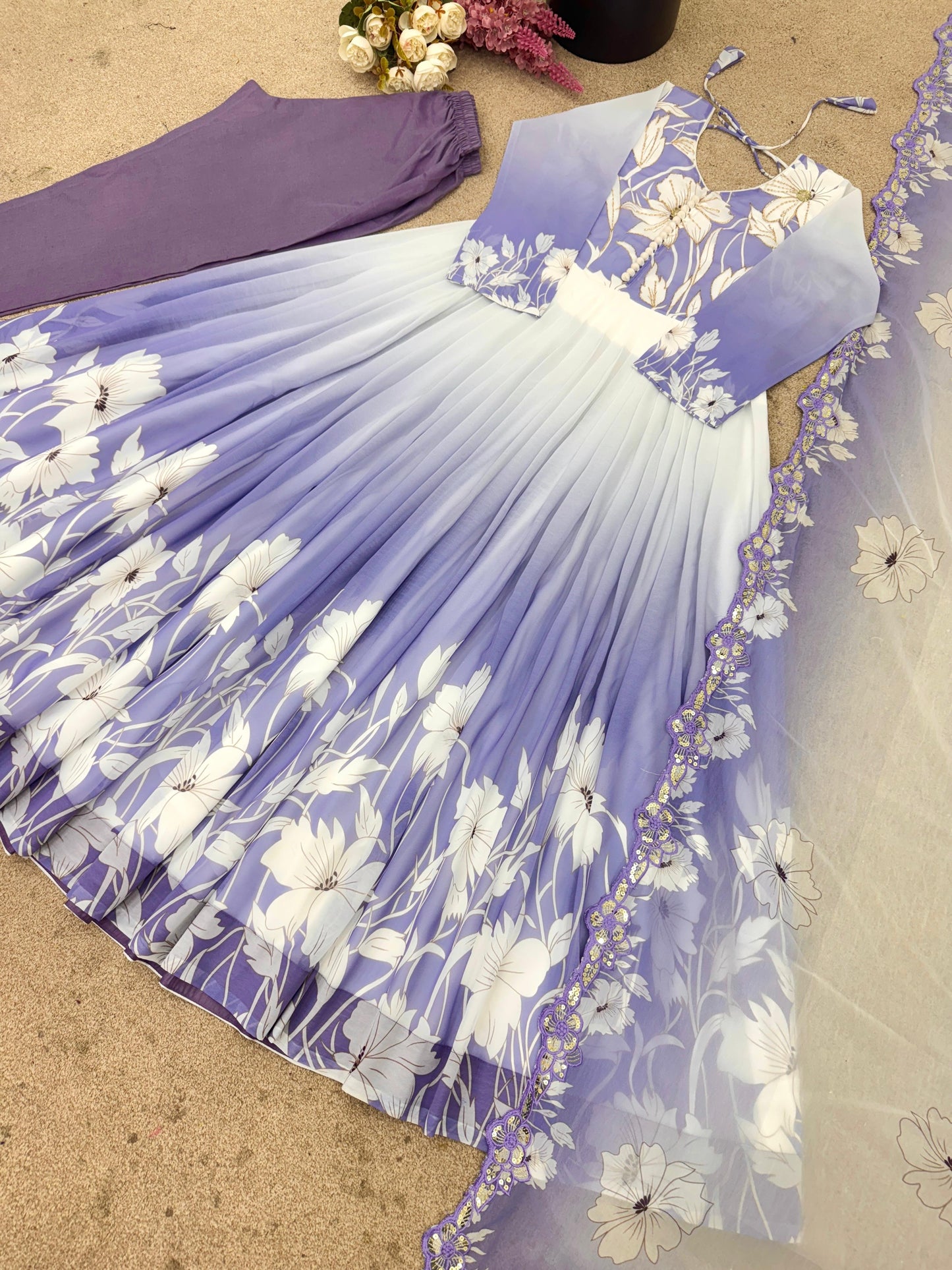 Toffee Touch Georgette Gown Set