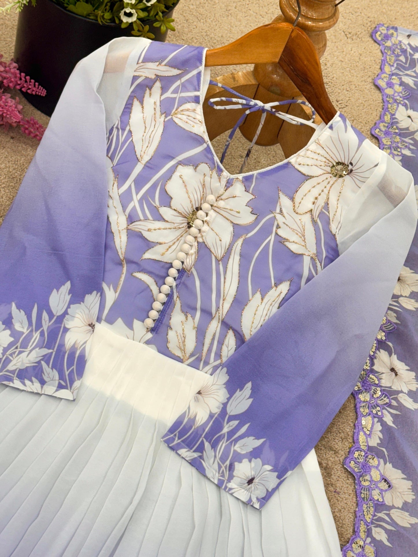 Toffee Touch Georgette Gown Set