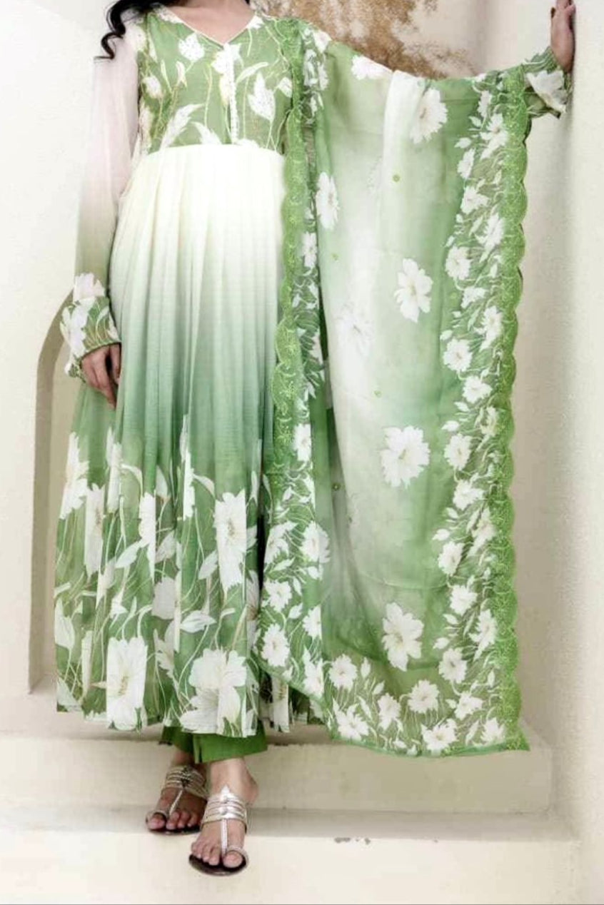 Toffee Touch Georgette Gown Set