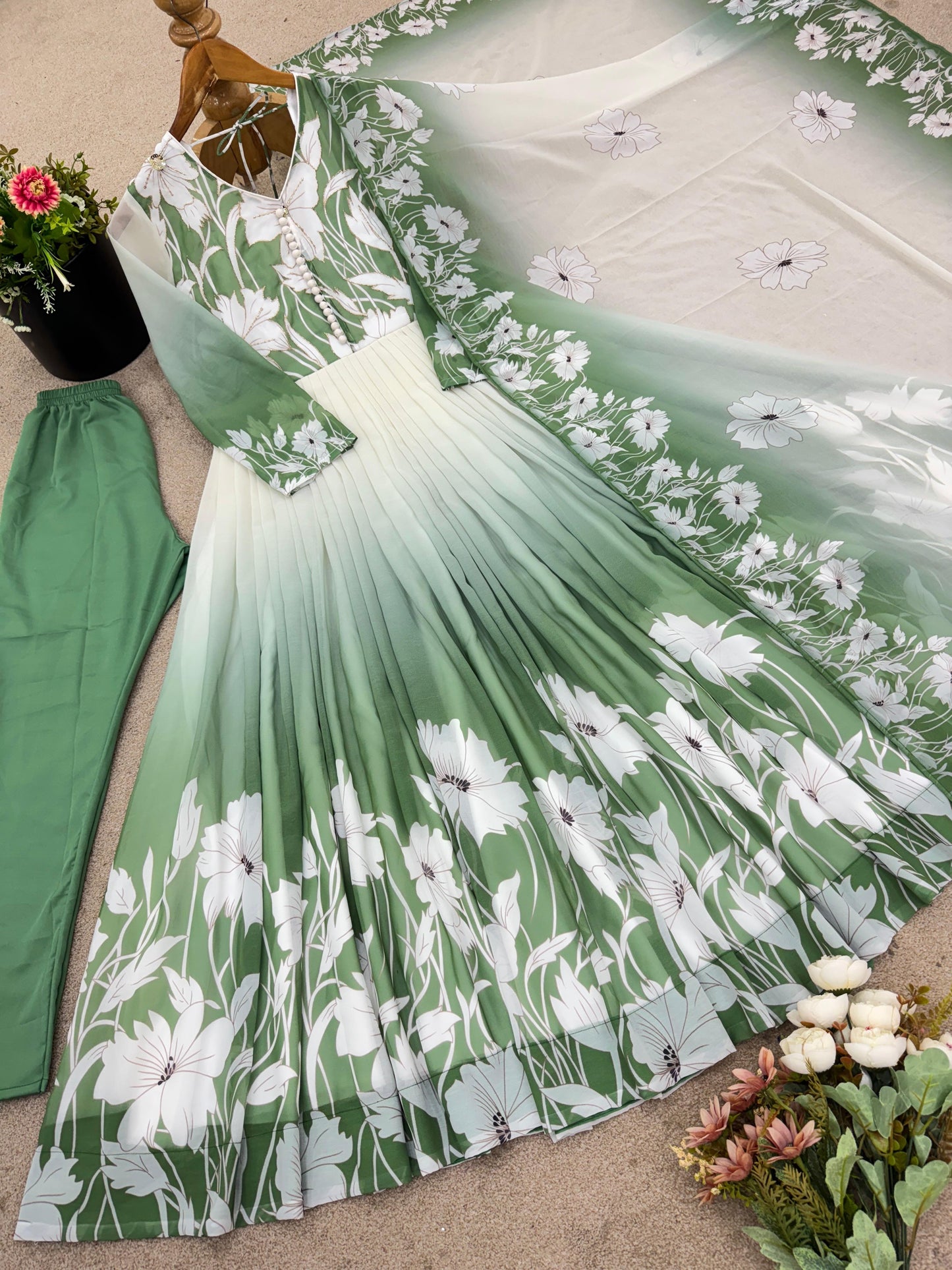 Toffee Touch Georgette Gown Set