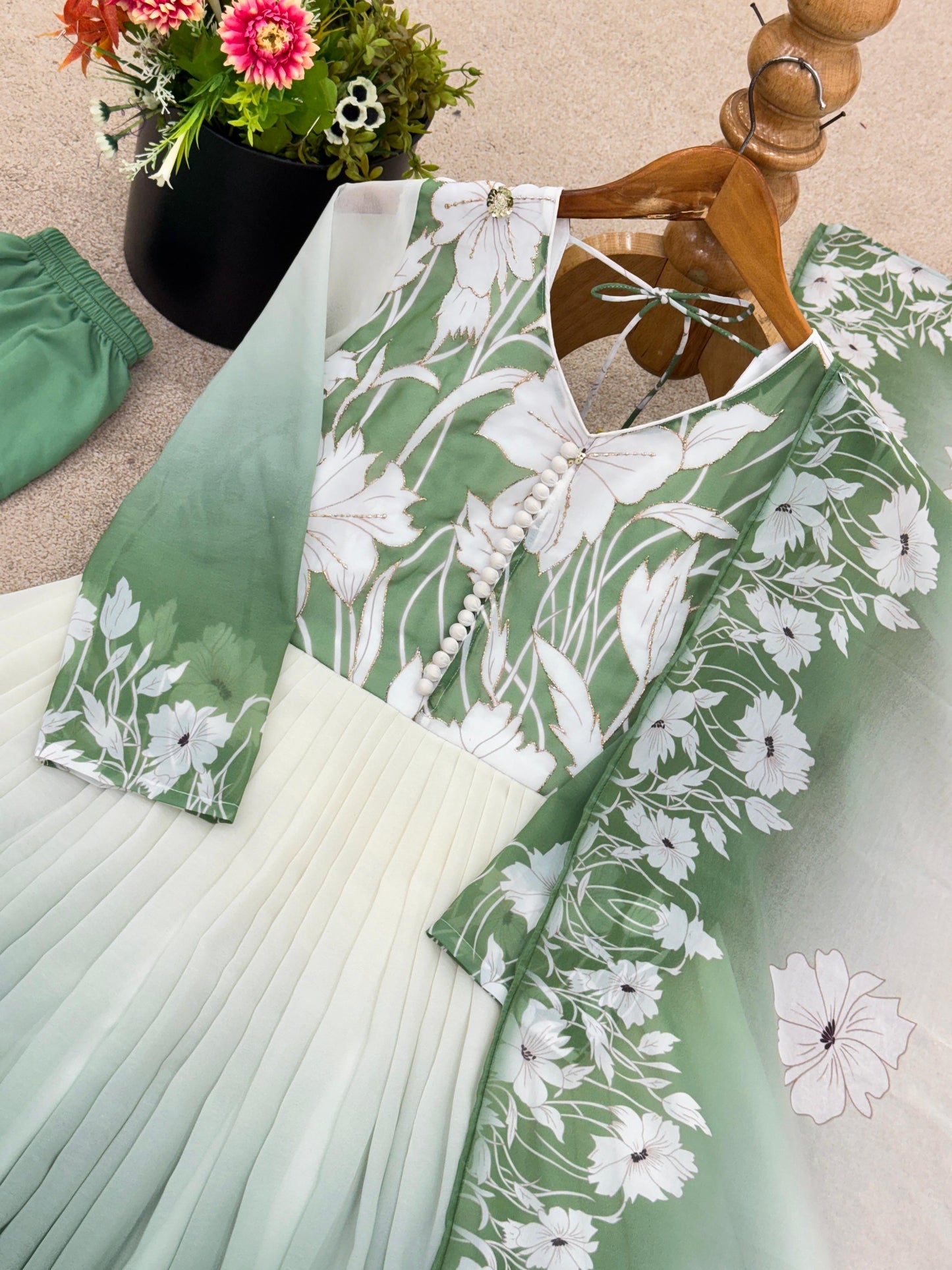 Toffee Touch Georgette Gown Set