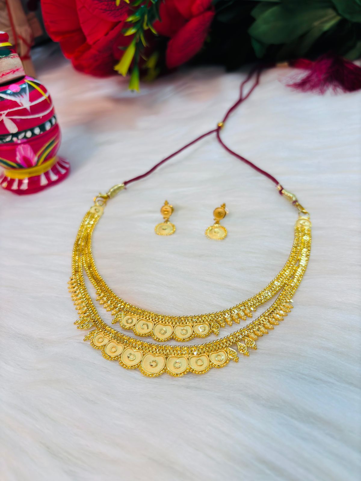 A Suitable Gold Plated  Necklace Set