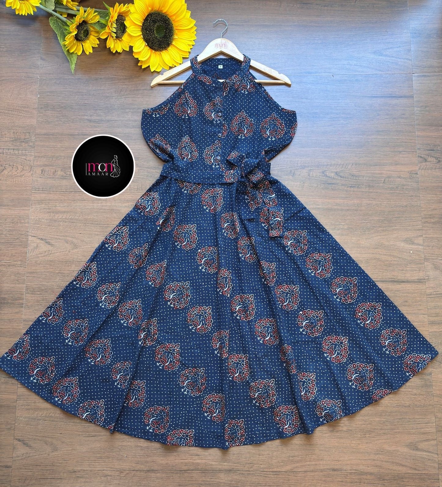 Halter Neck Sustainable Long  Handloom Dress