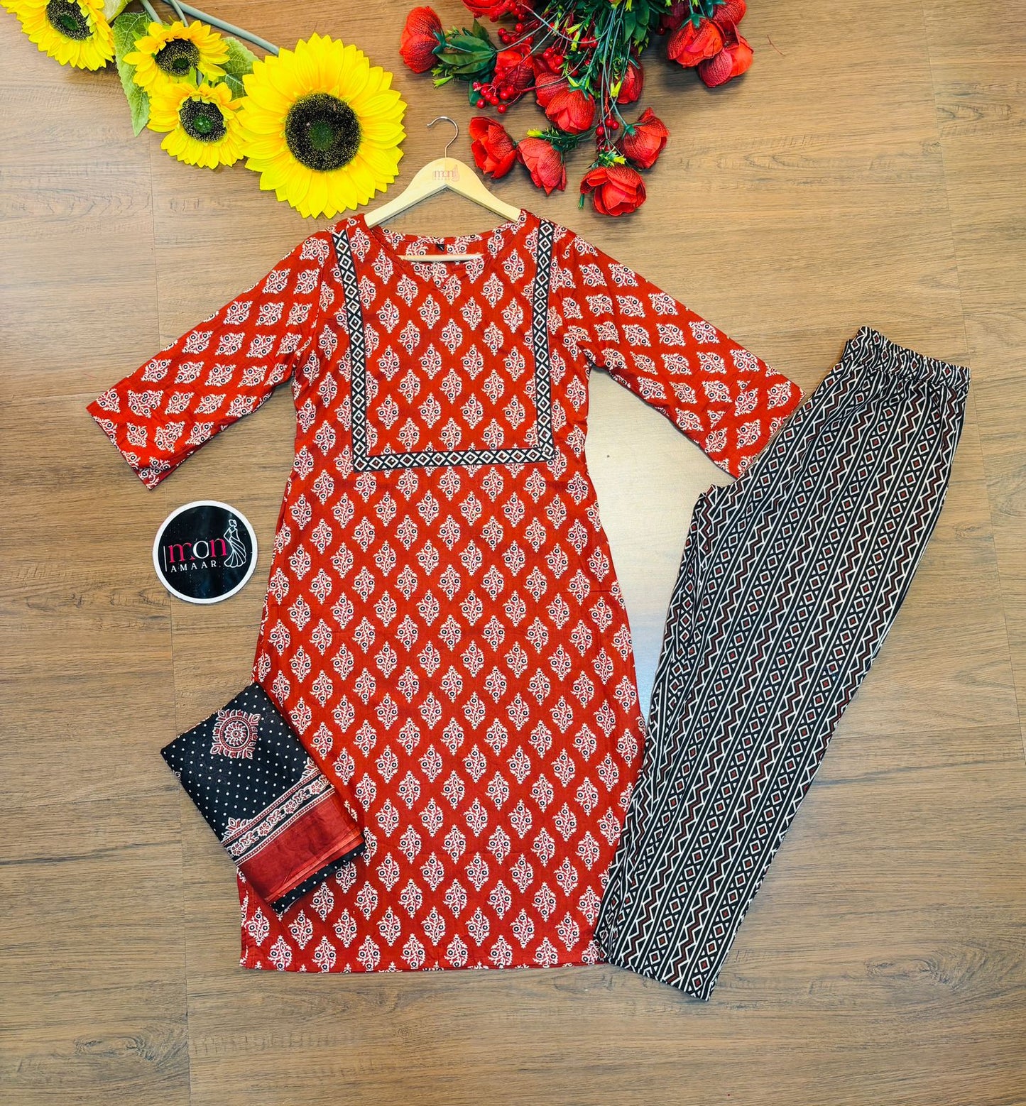 Smile With Ajrakh - Cotton Kurti Set