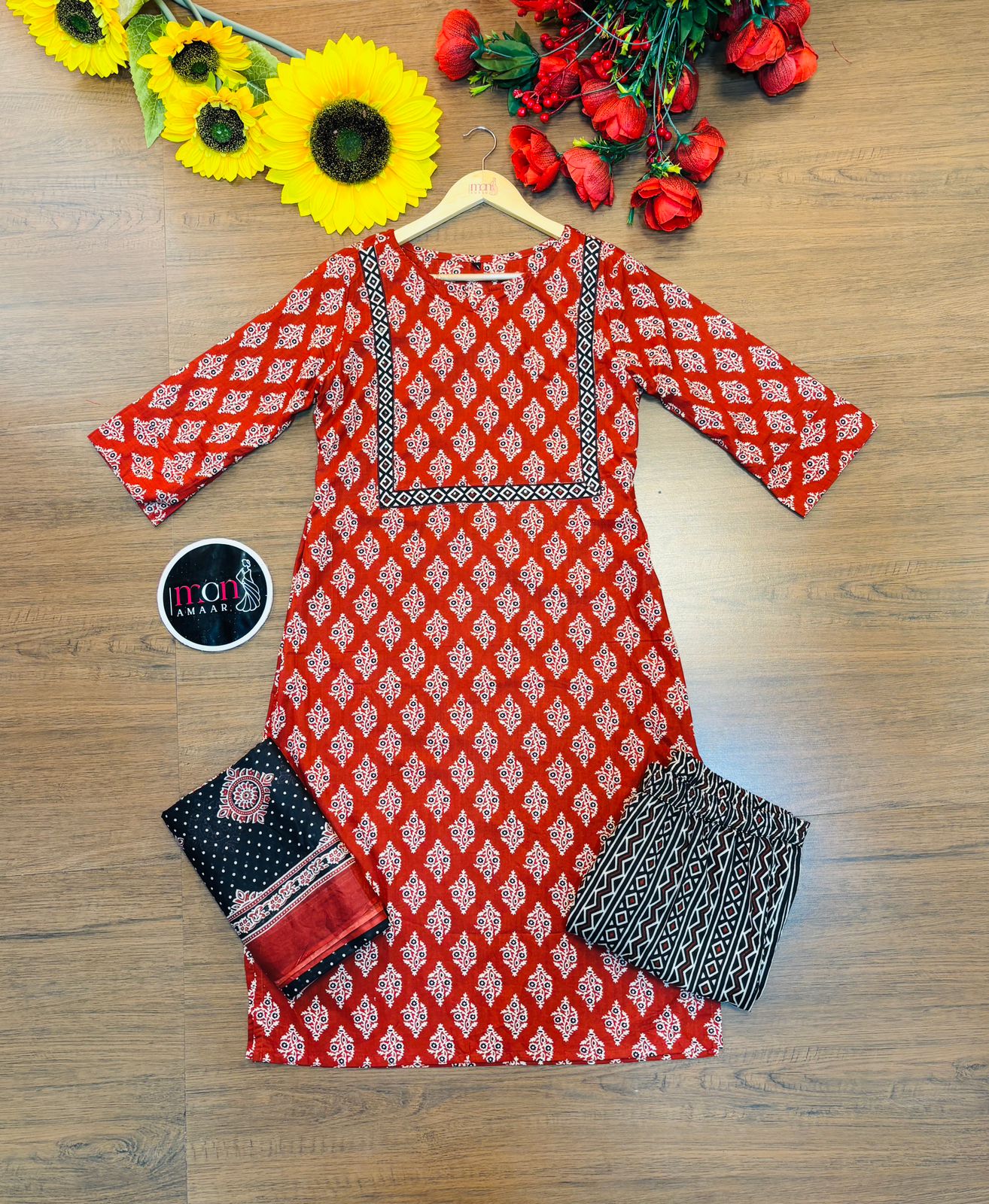 Smile With Ajrakh - Cotton Kurti Set