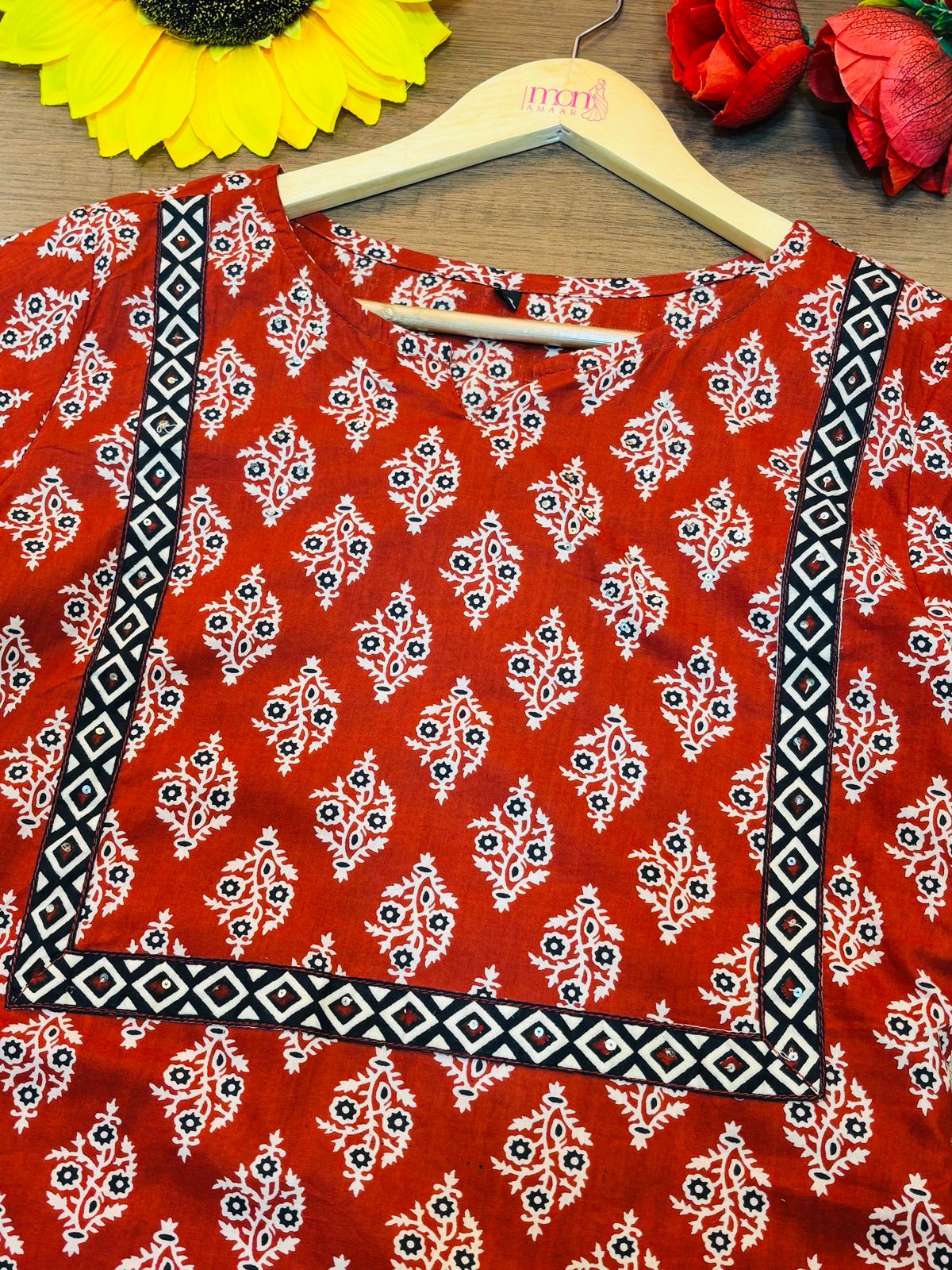 Smile With Ajrakh - Cotton Kurti Set