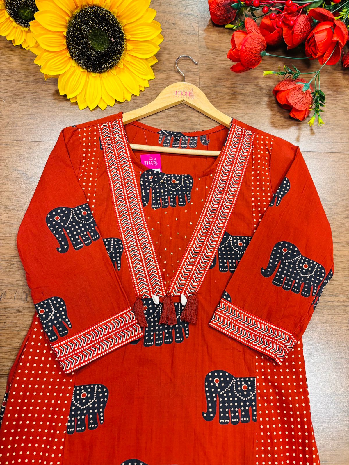 Prints Of Elephant-Cotton Kurti Set