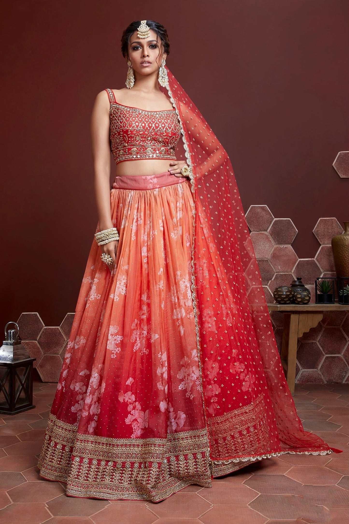 Abstract Aura Organza Lehenga