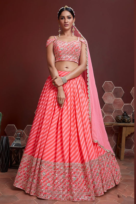 Starlight Symphony Leheriya Design Organza Lehenga