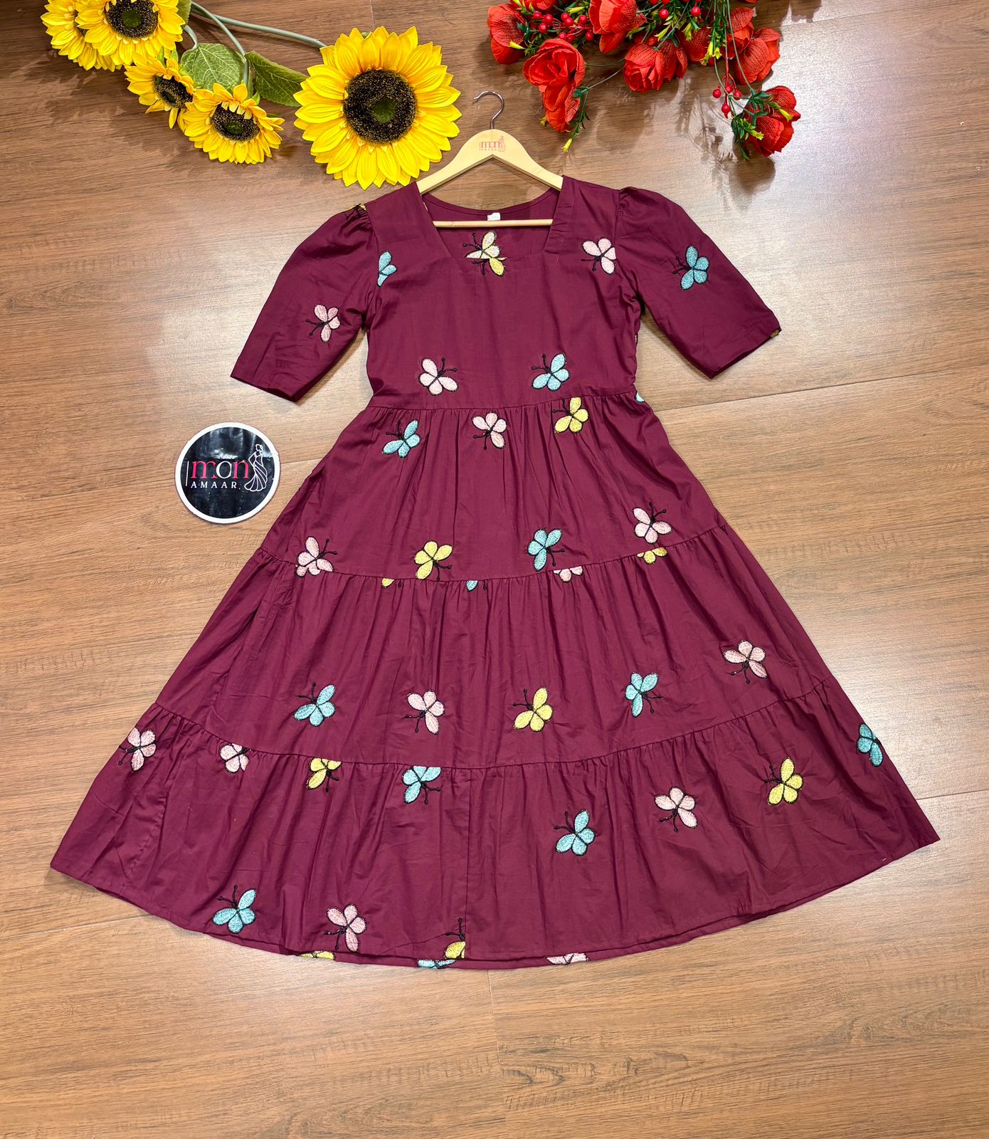 Pretty Little Butterfly-Cotton Midi Dress
