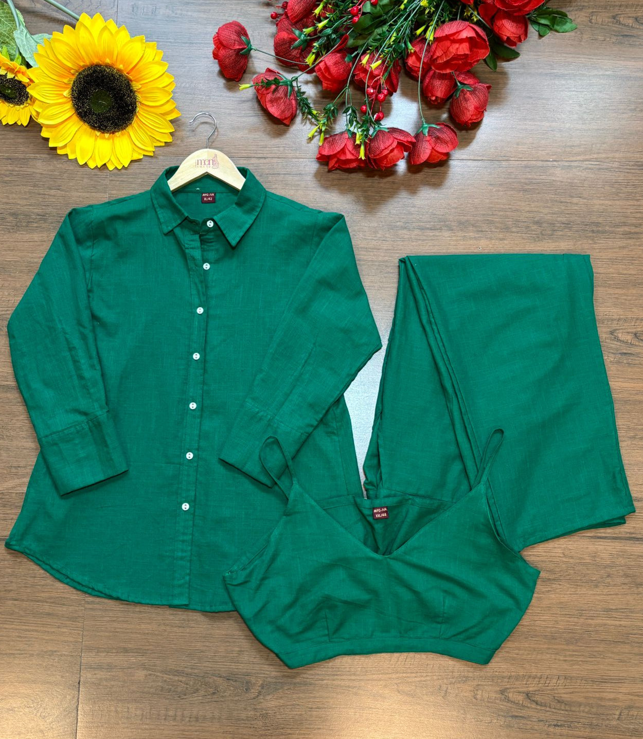 Retro Riser - Cotton Coord Set[ Top , Shirt , Pant]