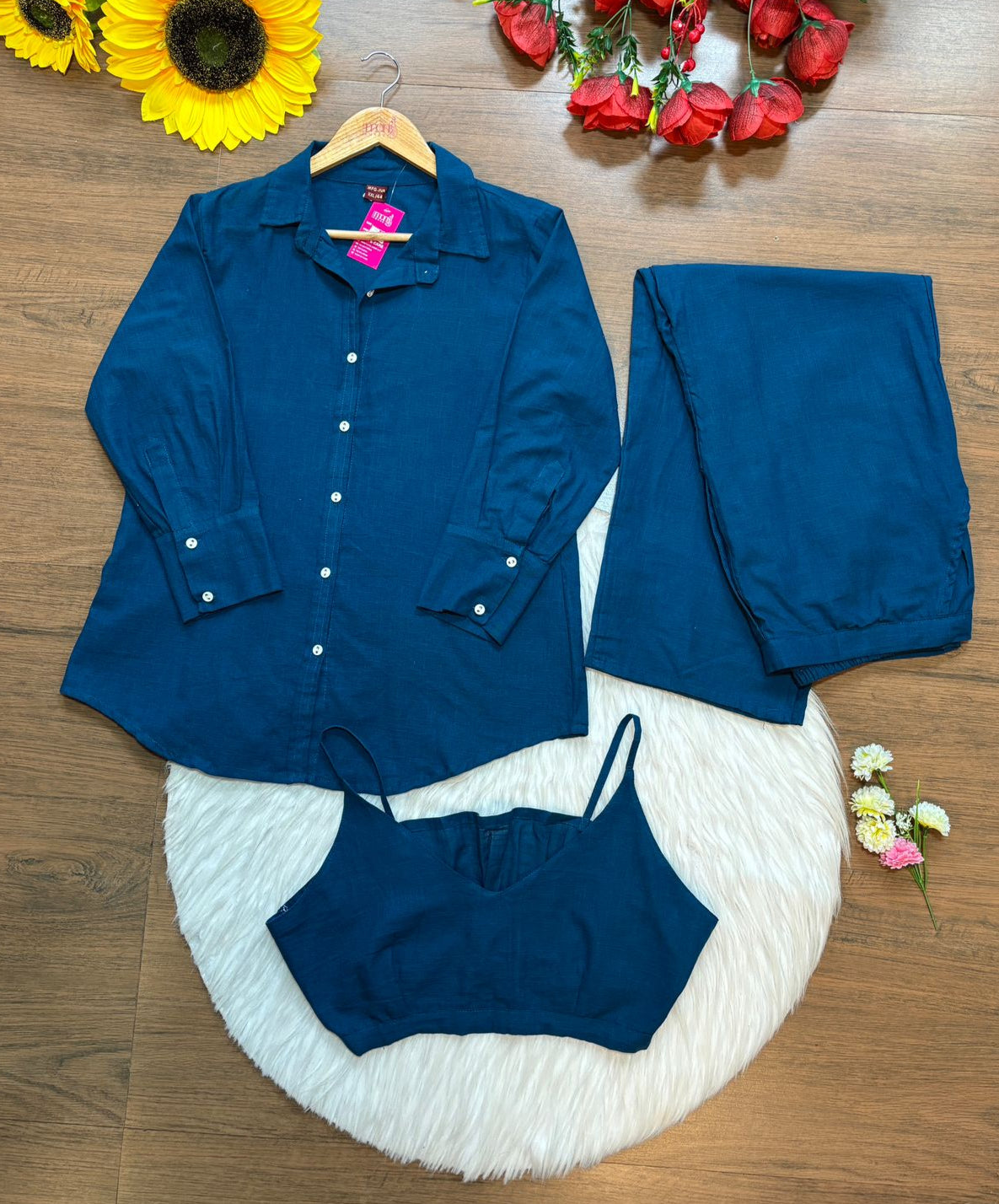 Retro Riser - Cotton Coord Set[ Top , Shirt , Pant]