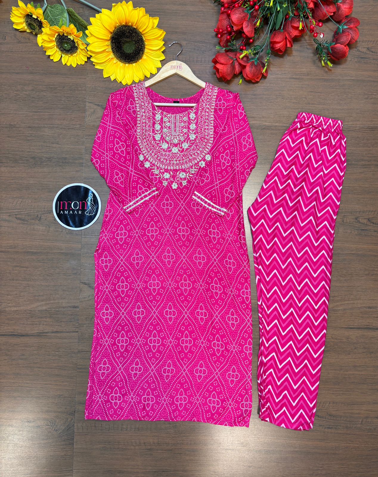 Sweet Pink-Straight Kurti Set