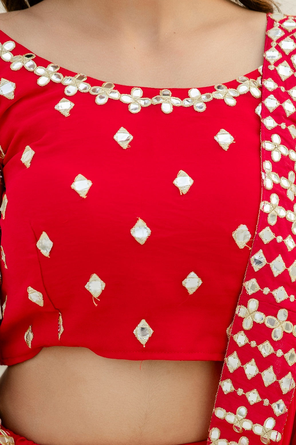 Blush March  Red Georgette Lehenga