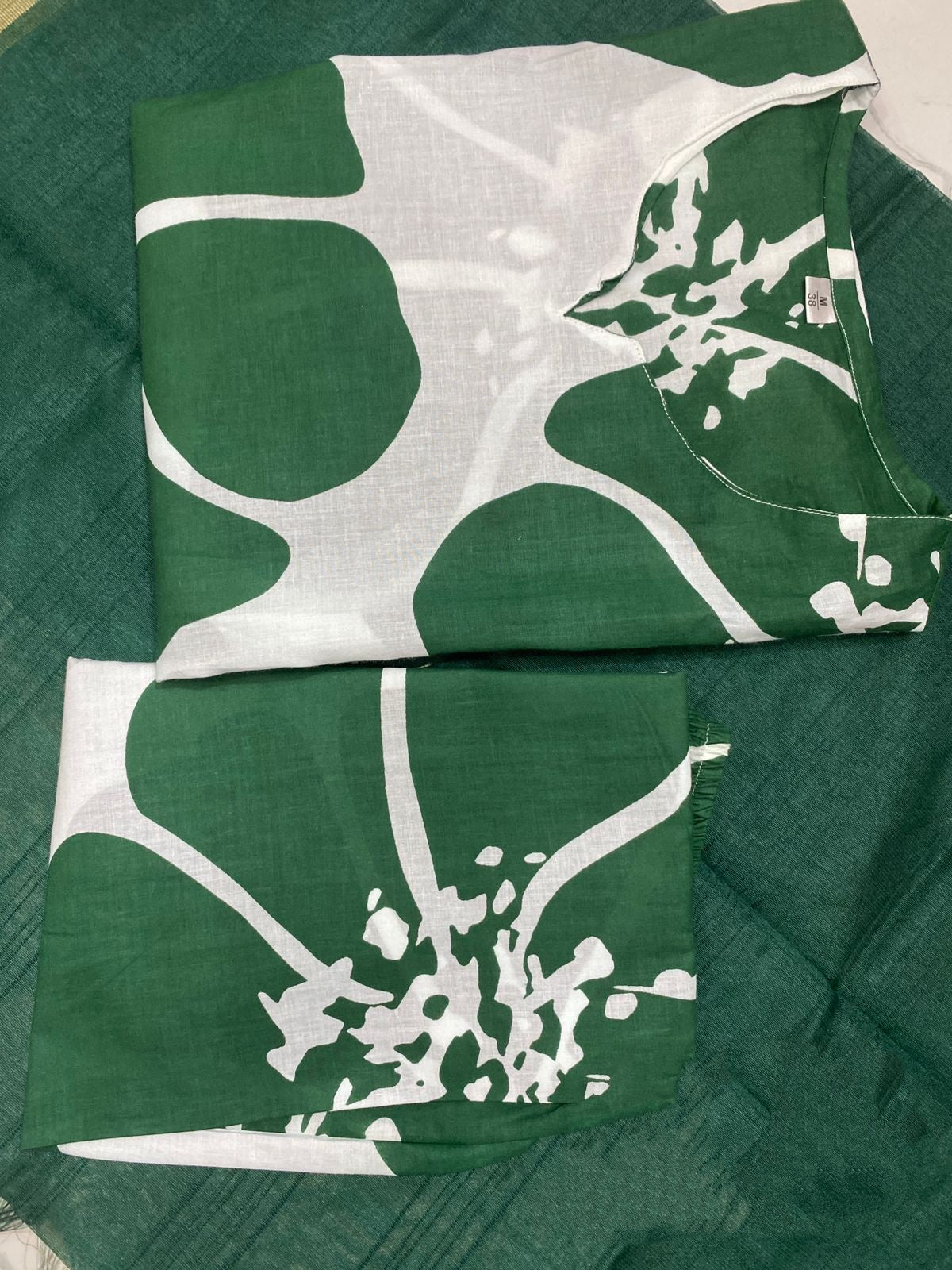 Leaf Flower Cotton Kurti Set