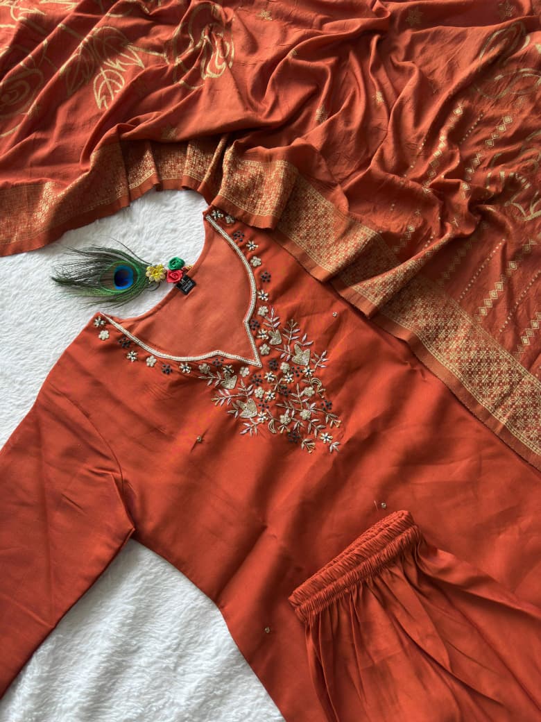 Lotus Echo Silk Kurti Set