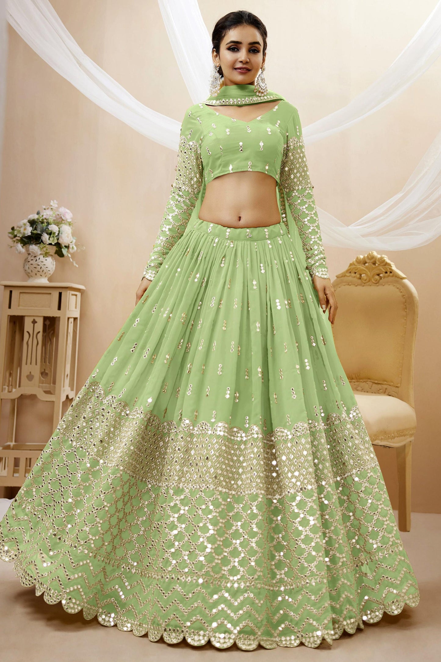 Peaceful Light Georgette Lehenga