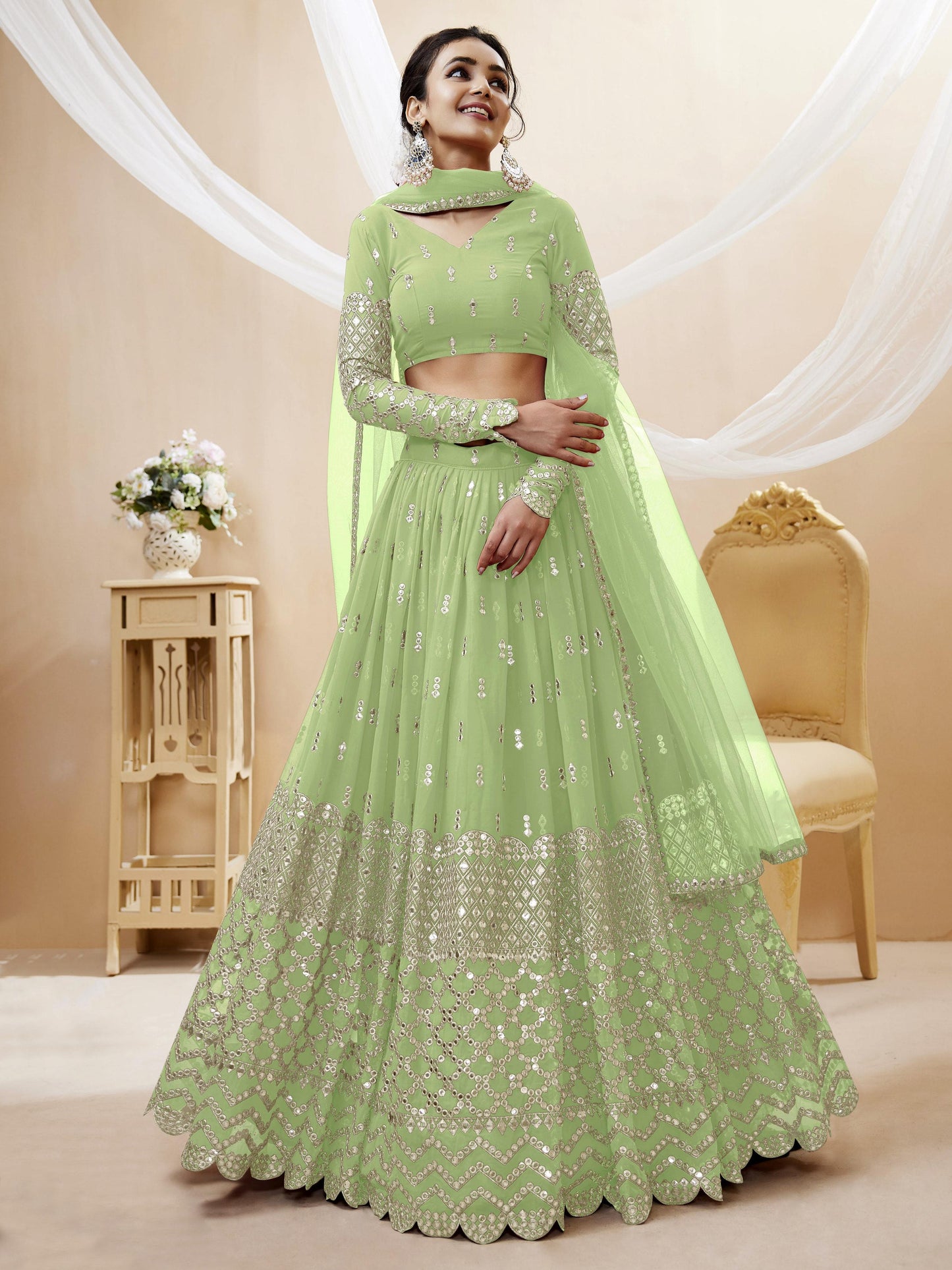 Peaceful Light Georgette Lehenga