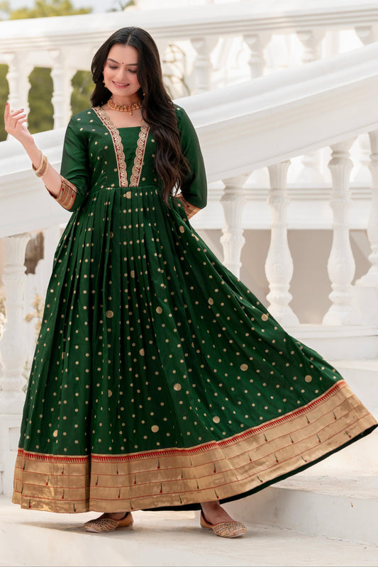 Polka Paithani Silk Gown Set