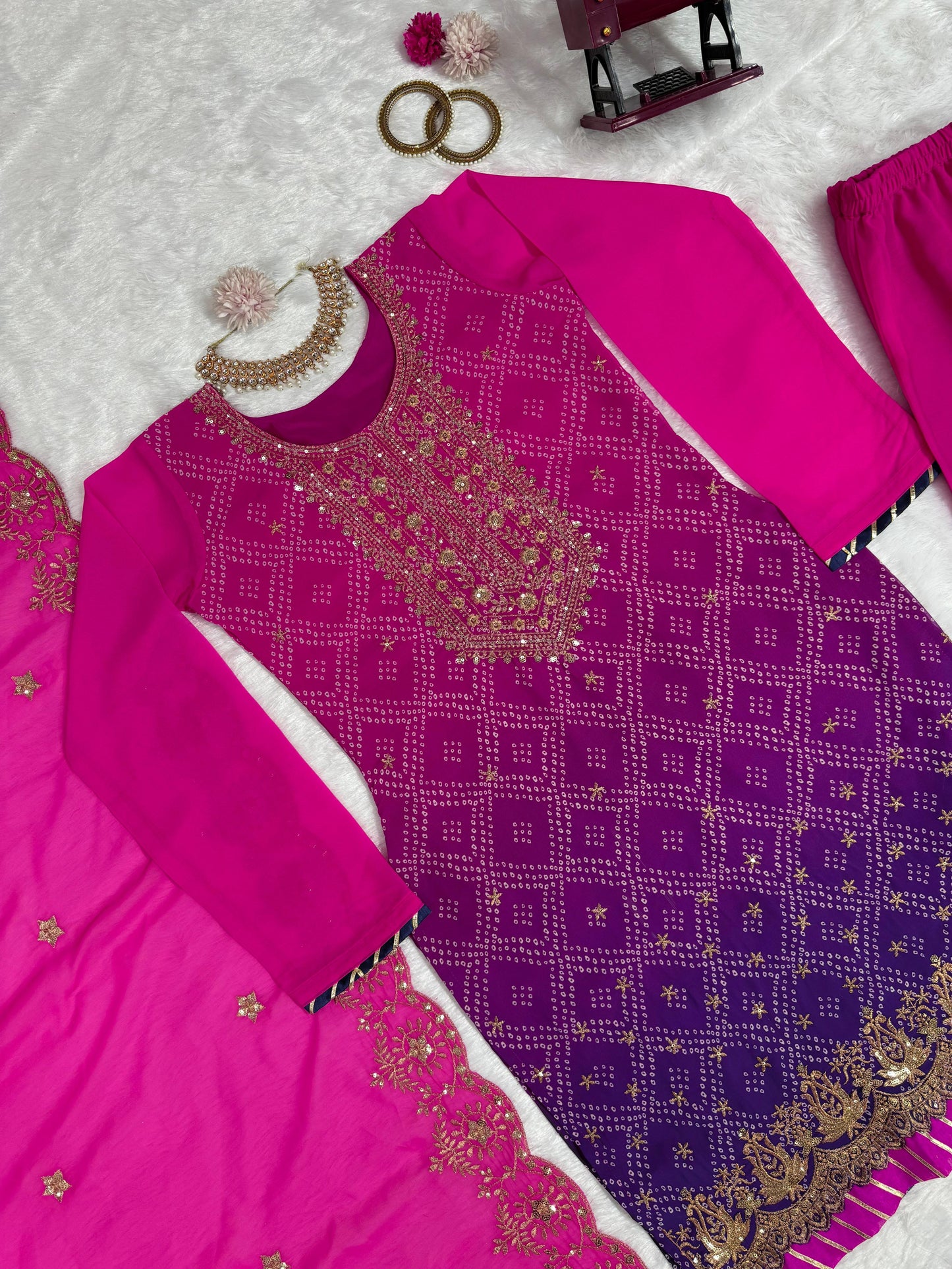 The One in Dual Color - Designer Georgette Set