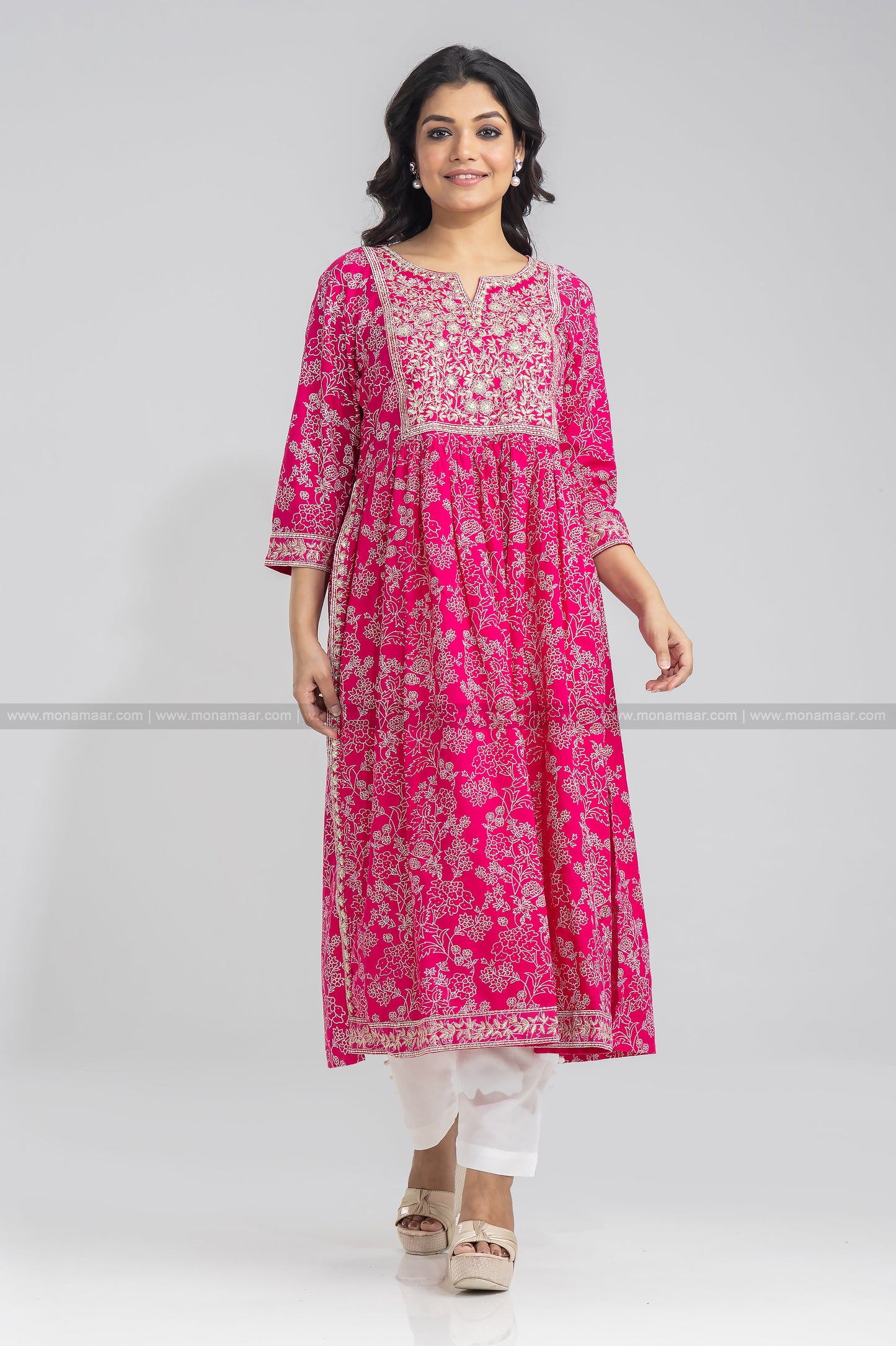 Pink Naira Cut Kurti Pant Set