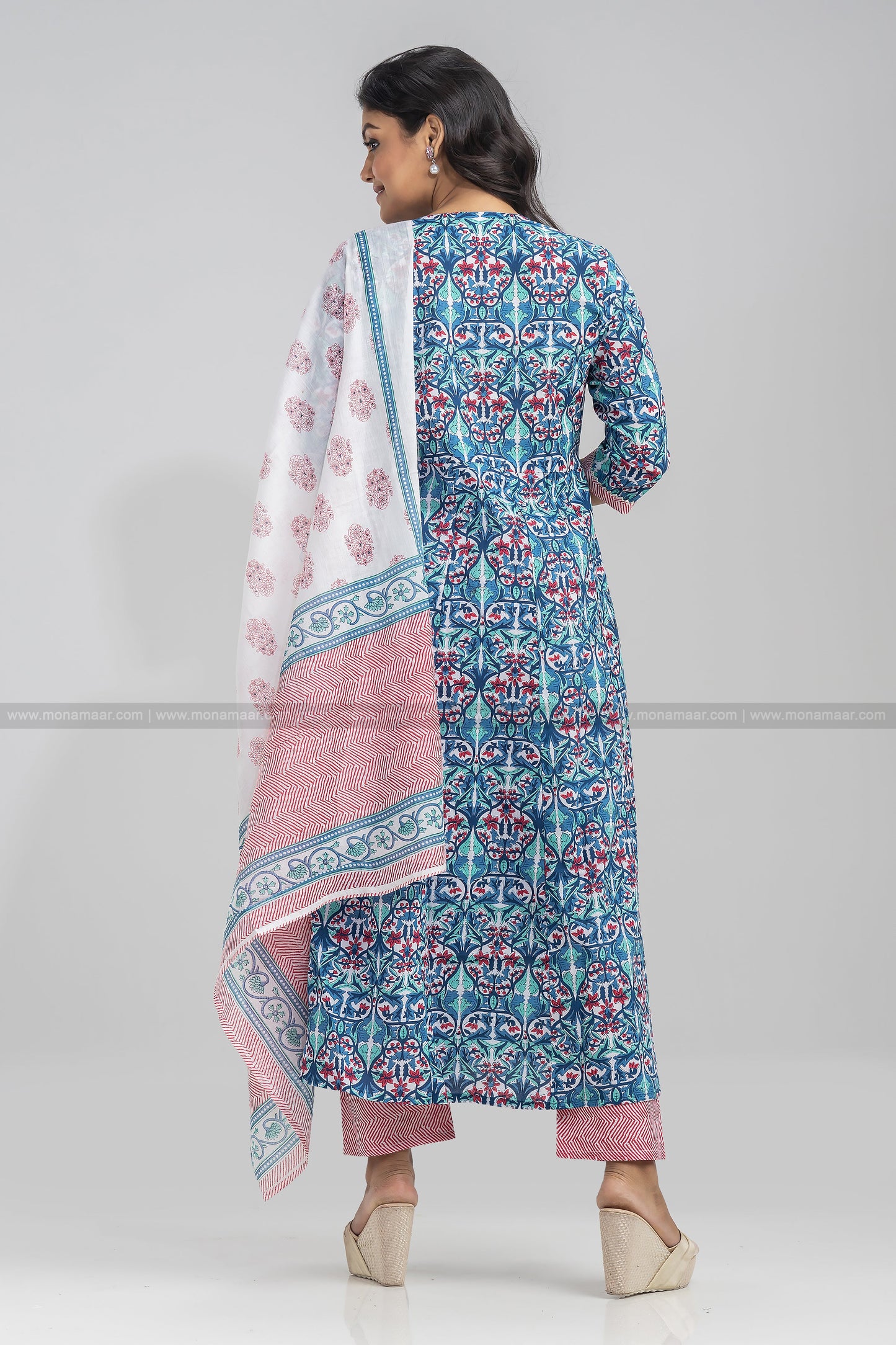 Sanganer Print Anarkali Kurti Set