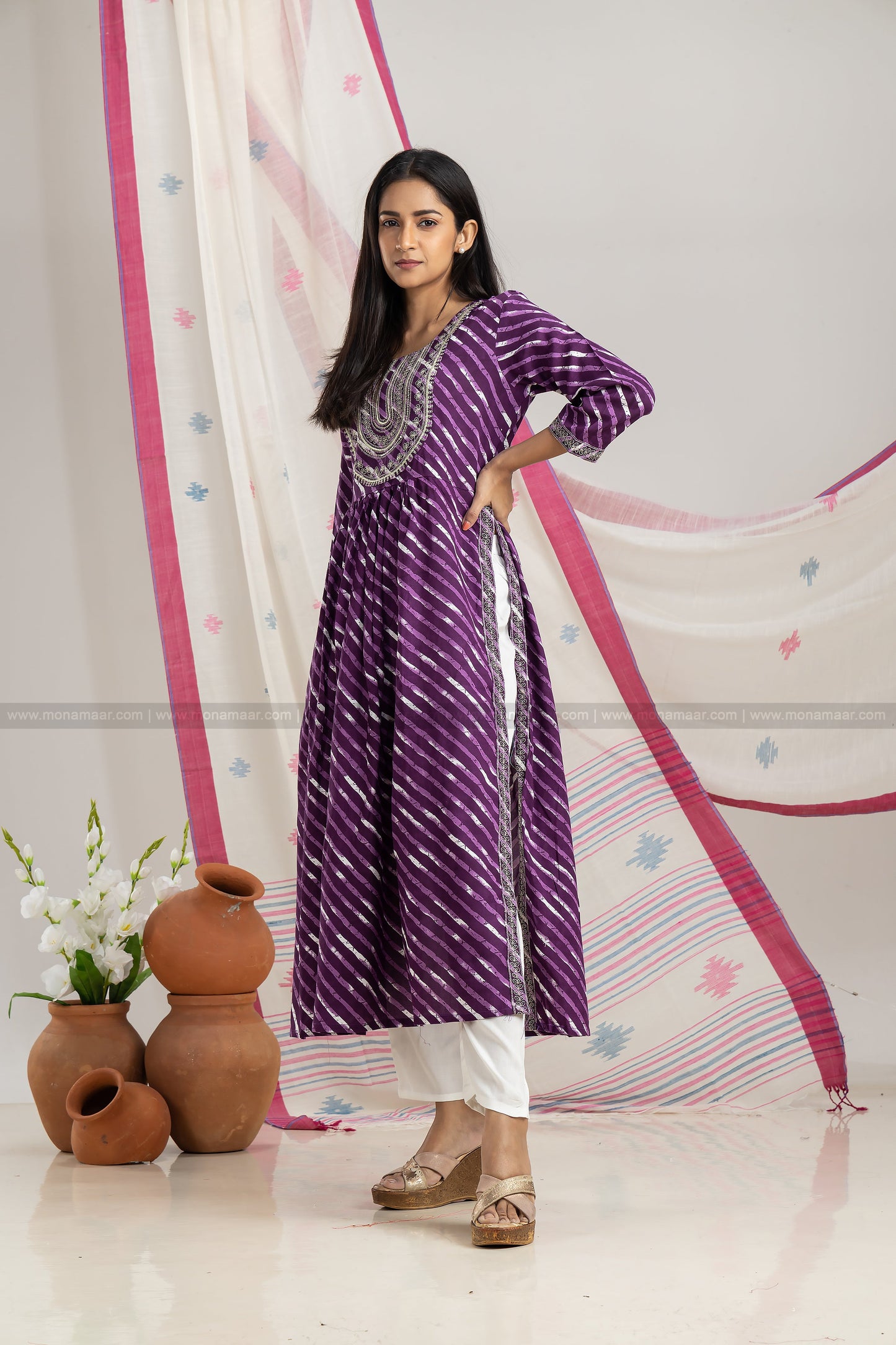 Naira Cut Sequins Work Kurti Pant Set