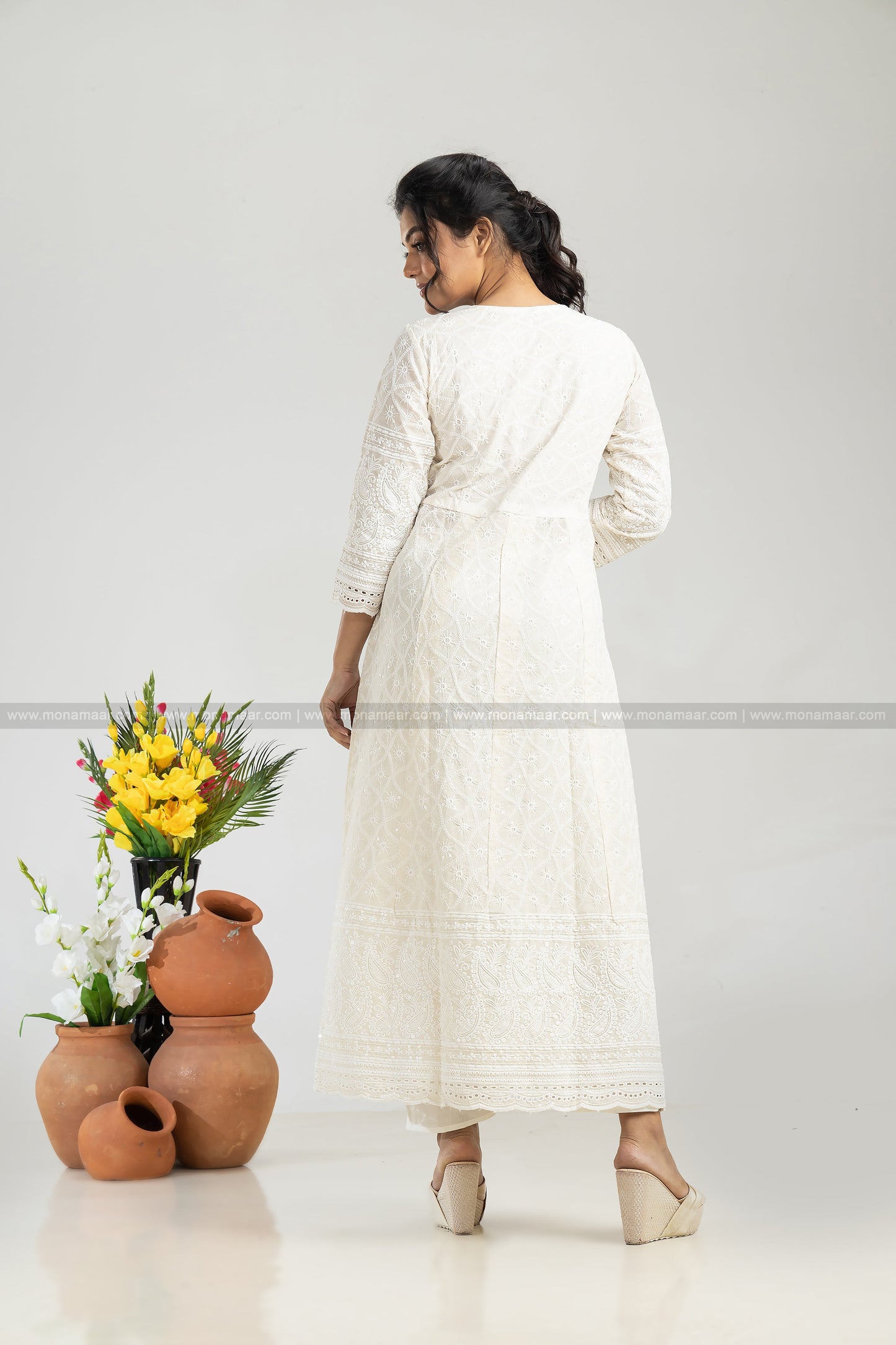 White Chikankari Kurti Set