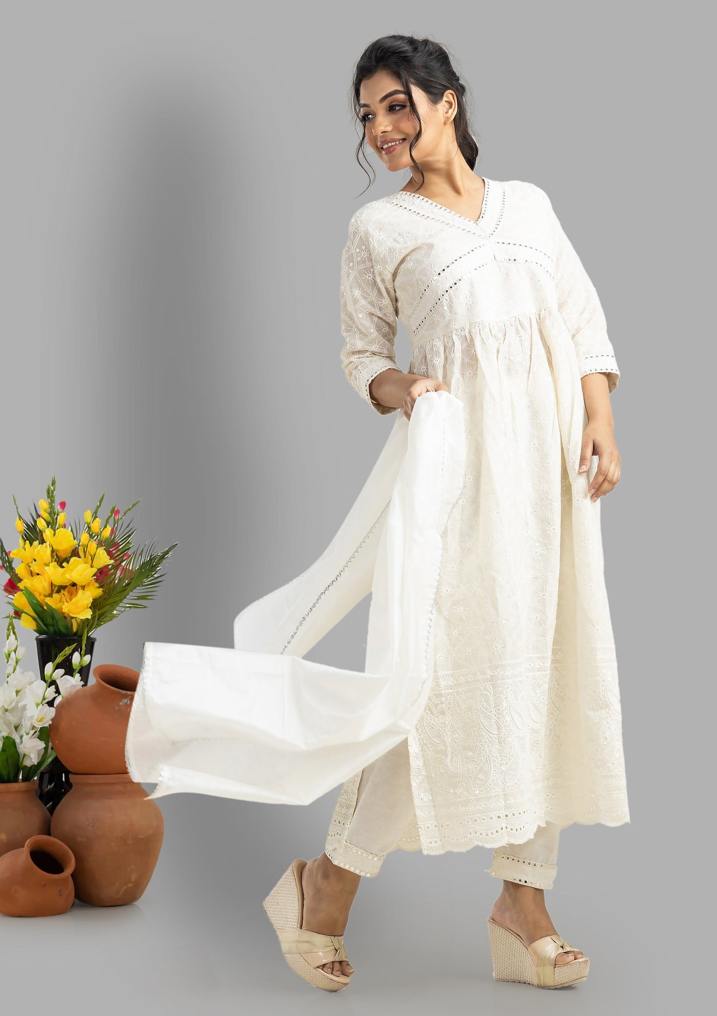 White Love Exclusive Chikankari Set