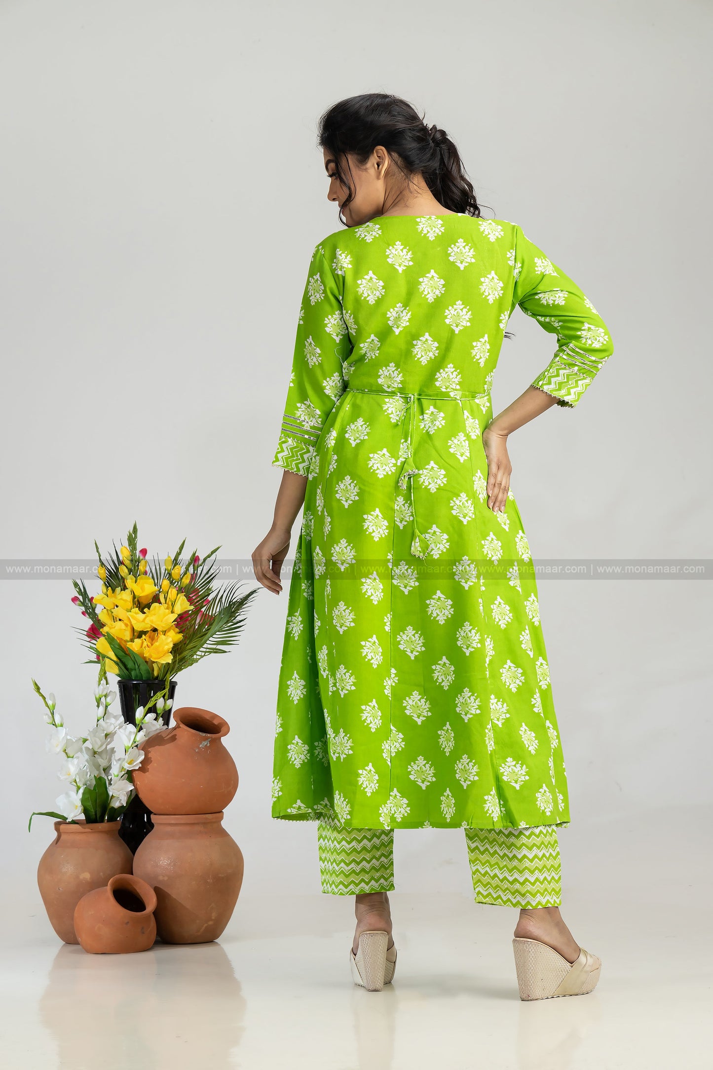 Parrot Green Kurti Set