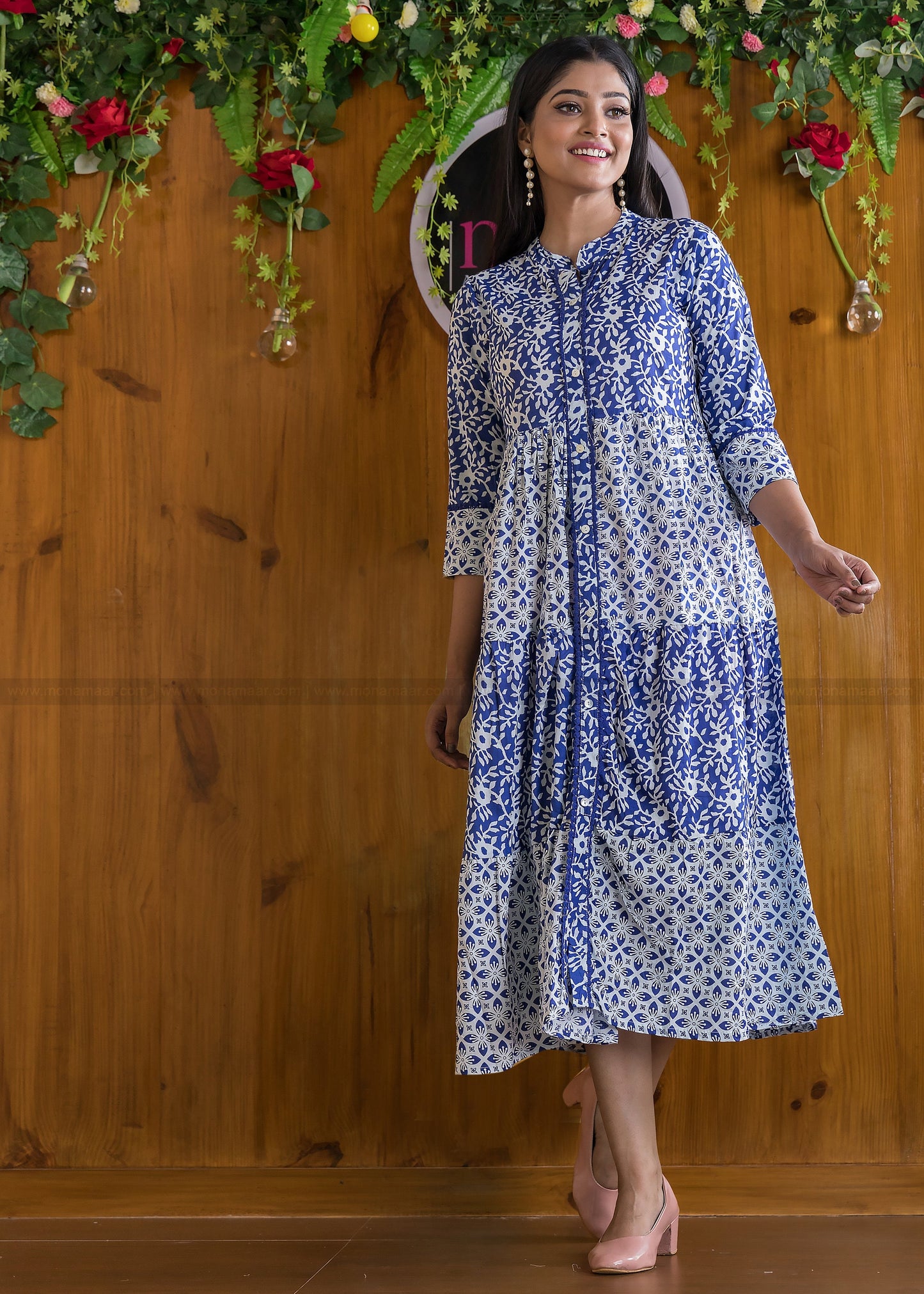 Impressive Princess Cotton Indigo Dress